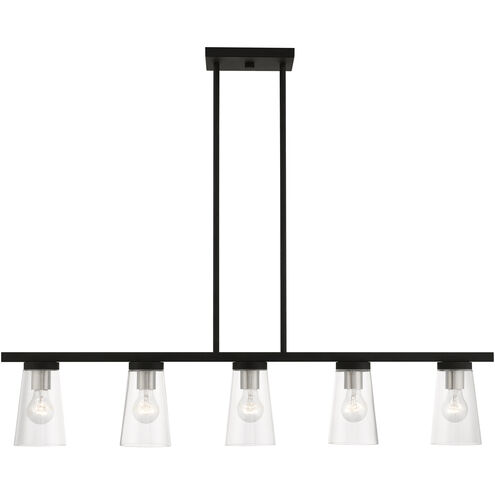 Cityview 5 Light 40 inch Black with Brushed Nickel Accents Linear Chandelier Ceiling Light