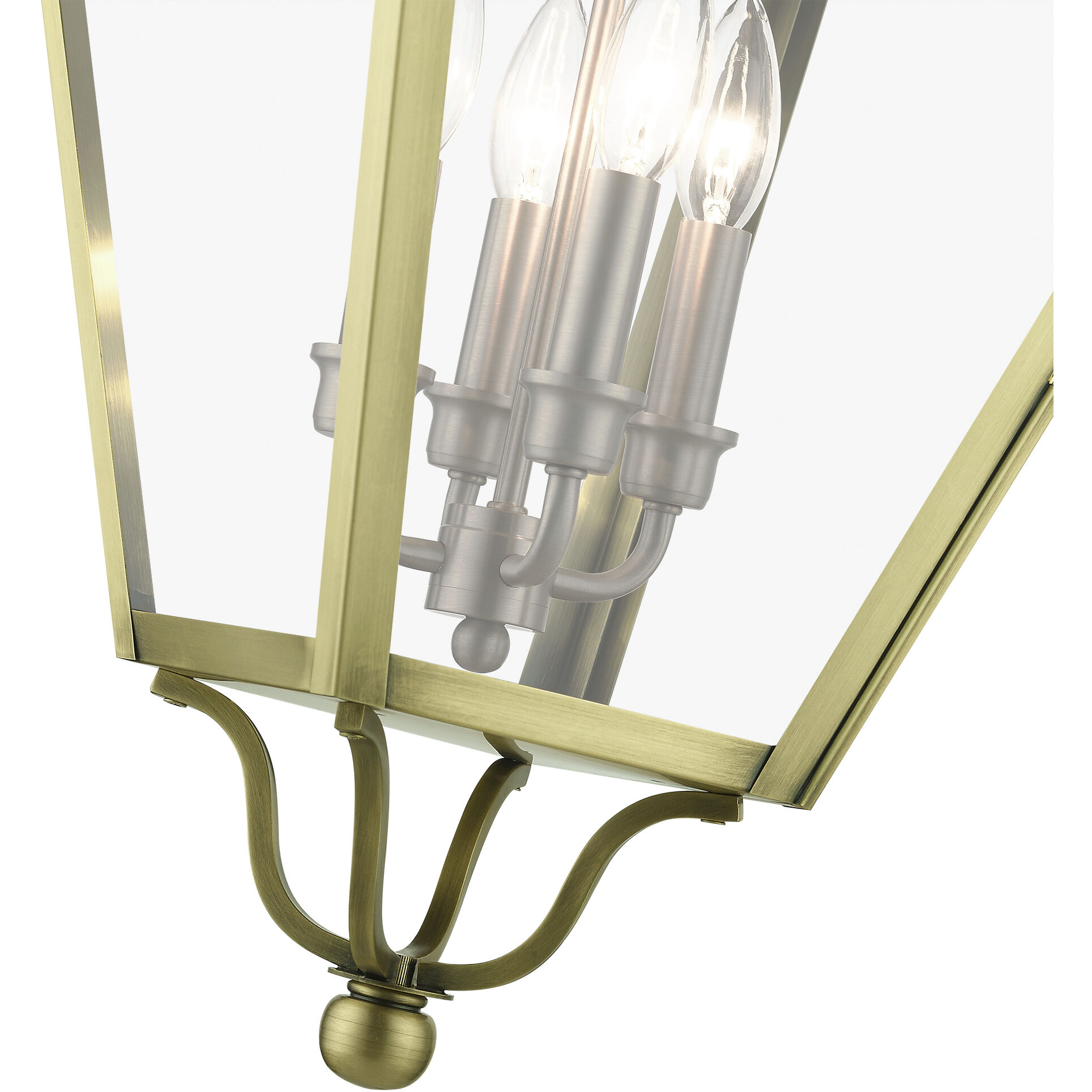 Adams 4 Light 14.25 inch Antique Brass with Brushed Nickel Finish Cluster Outdoor Extra Large Pendant Lantern Ceiling Light