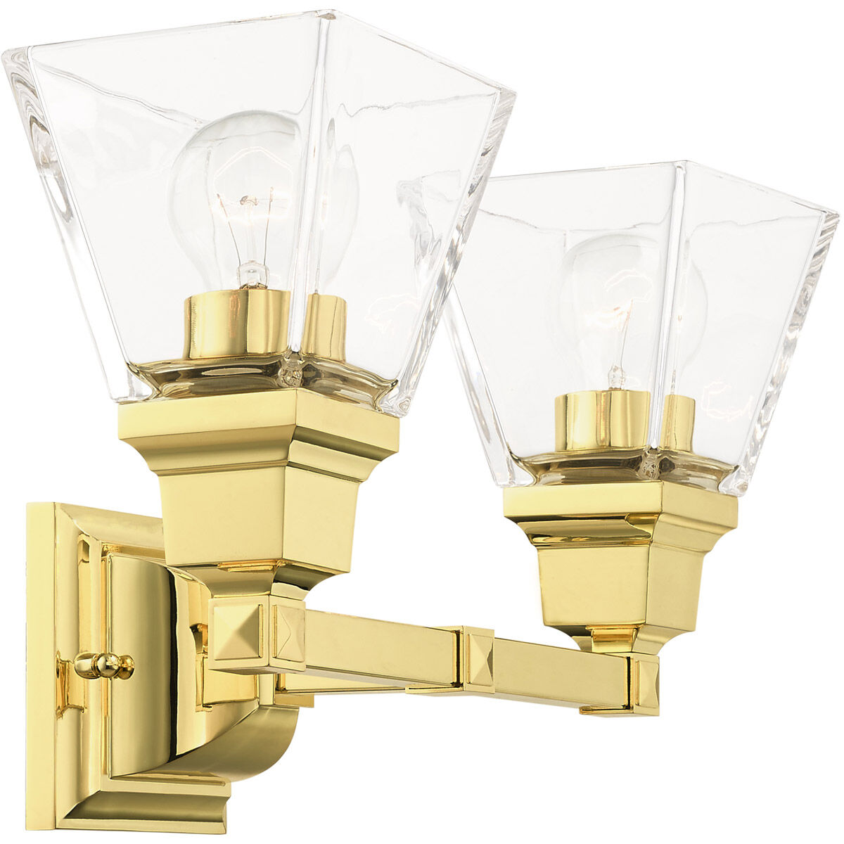 Mission 2 Light 15 inch Polished Brass Vanity Sconce Wall Light