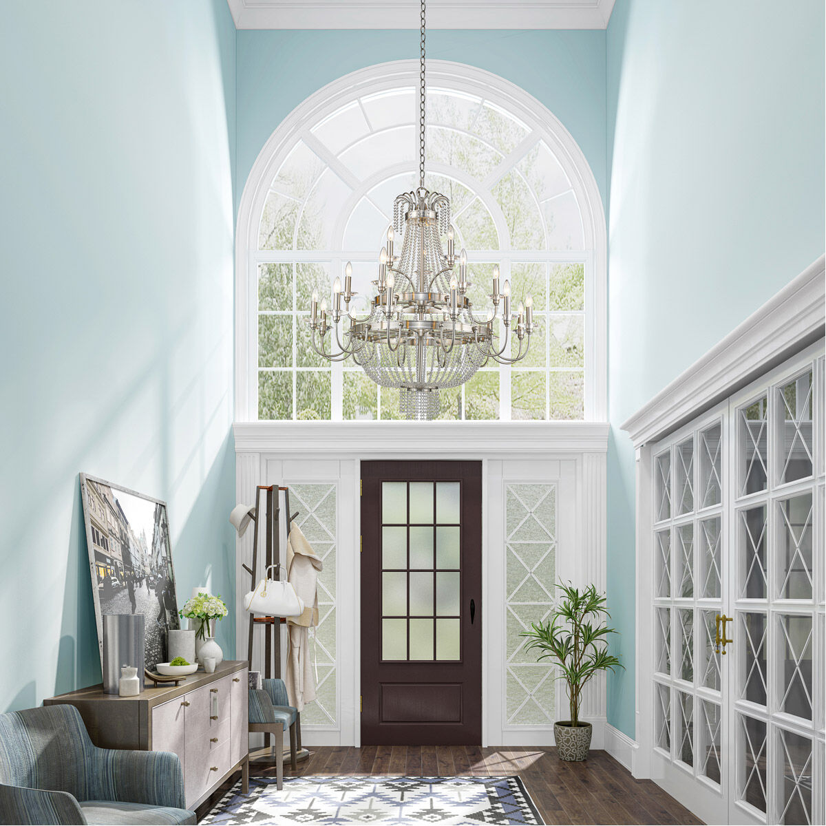 Valentina 21 Light 42 inch Brushed Nickel Foyer Chandelier Ceiling Light