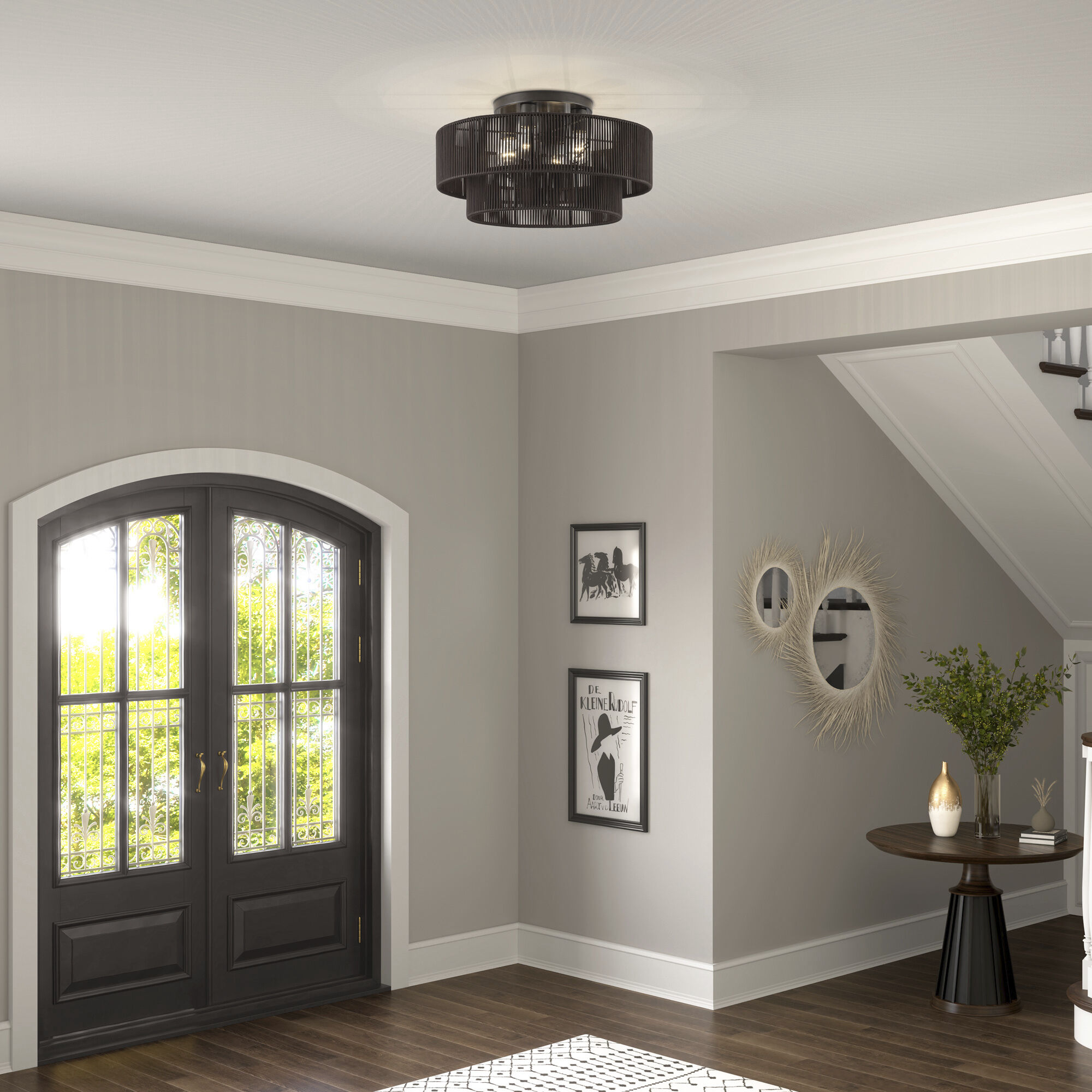 Acordia 4 Light 21 inch English Bronze Semi Flush Mount Ceiling Light, Extra Large