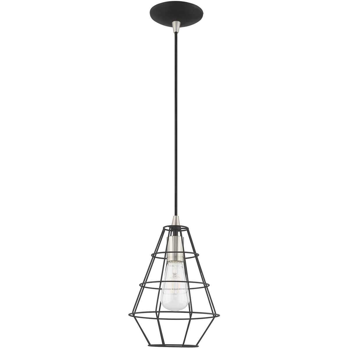 Geometric 1 Light 7.75 inch Black Mini Pendant Ceiling Light