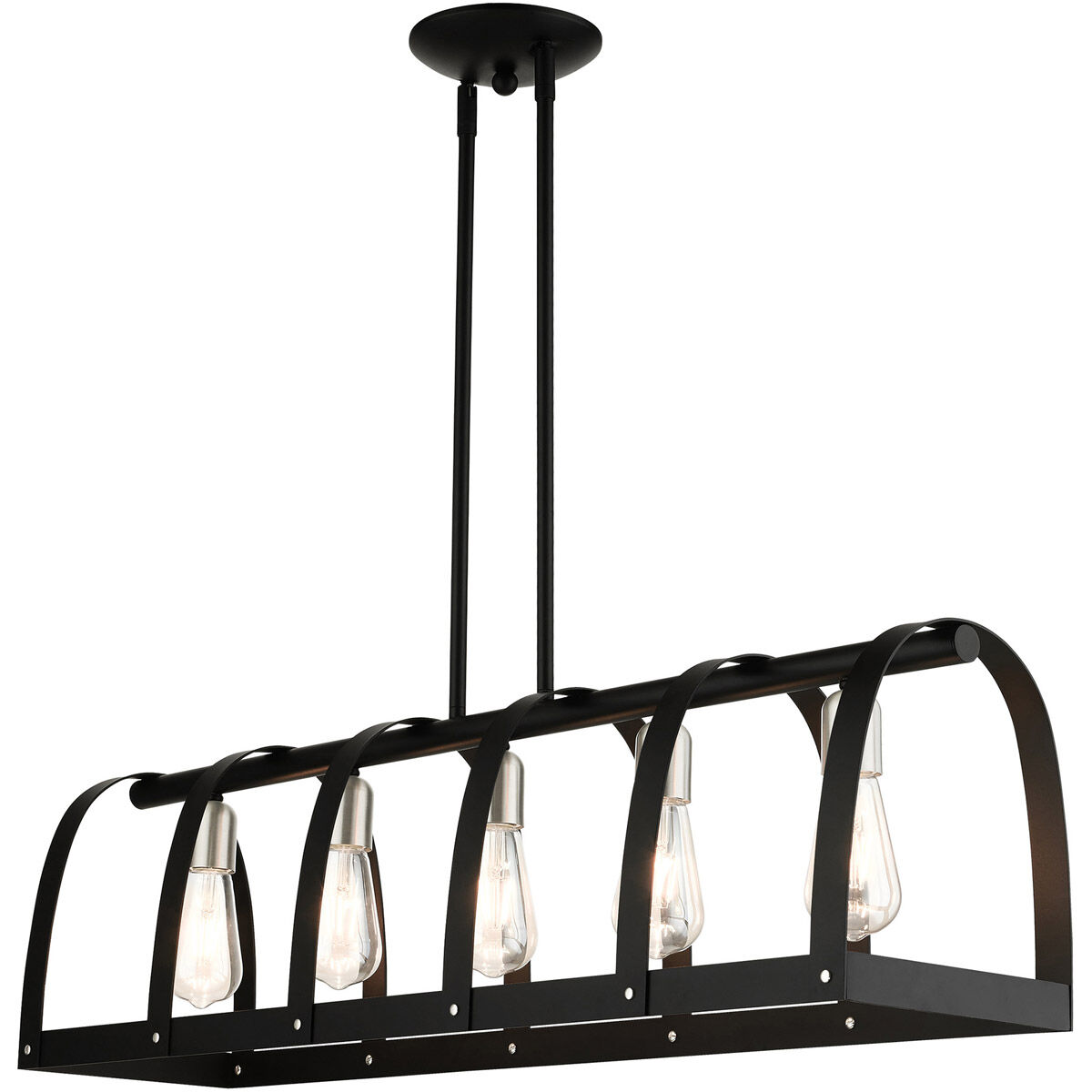 Stoneridge 5 Light 36 inch Textured Black Linear Chandelier Ceiling Light