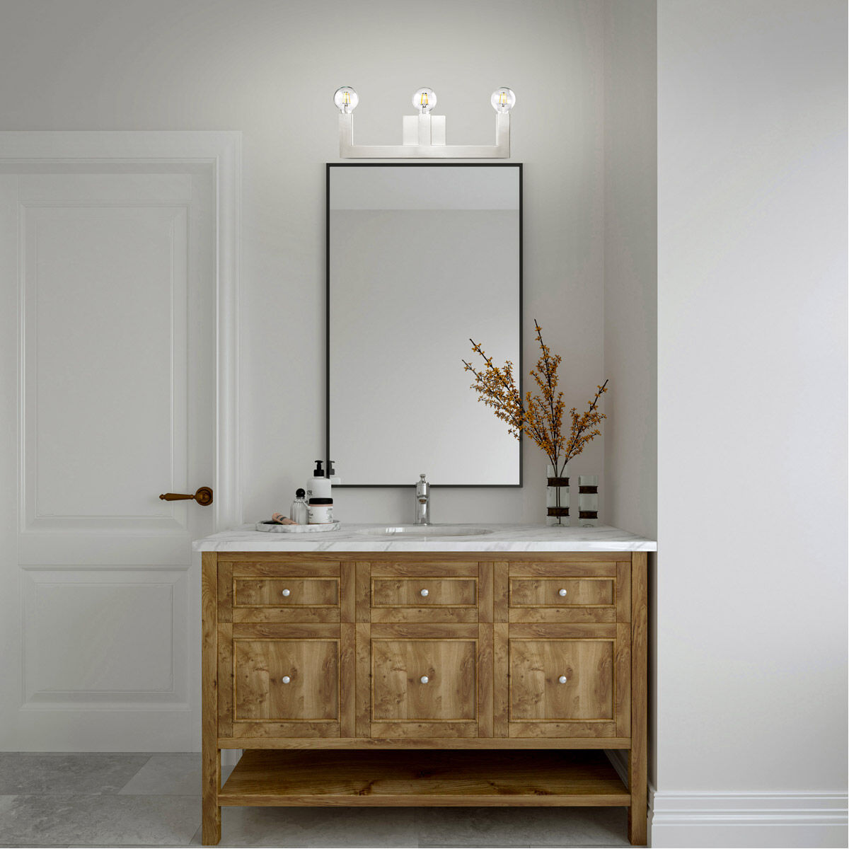 Solna 3 Light 22 inch Brushed Nickel Vanity Sconce Wall Light