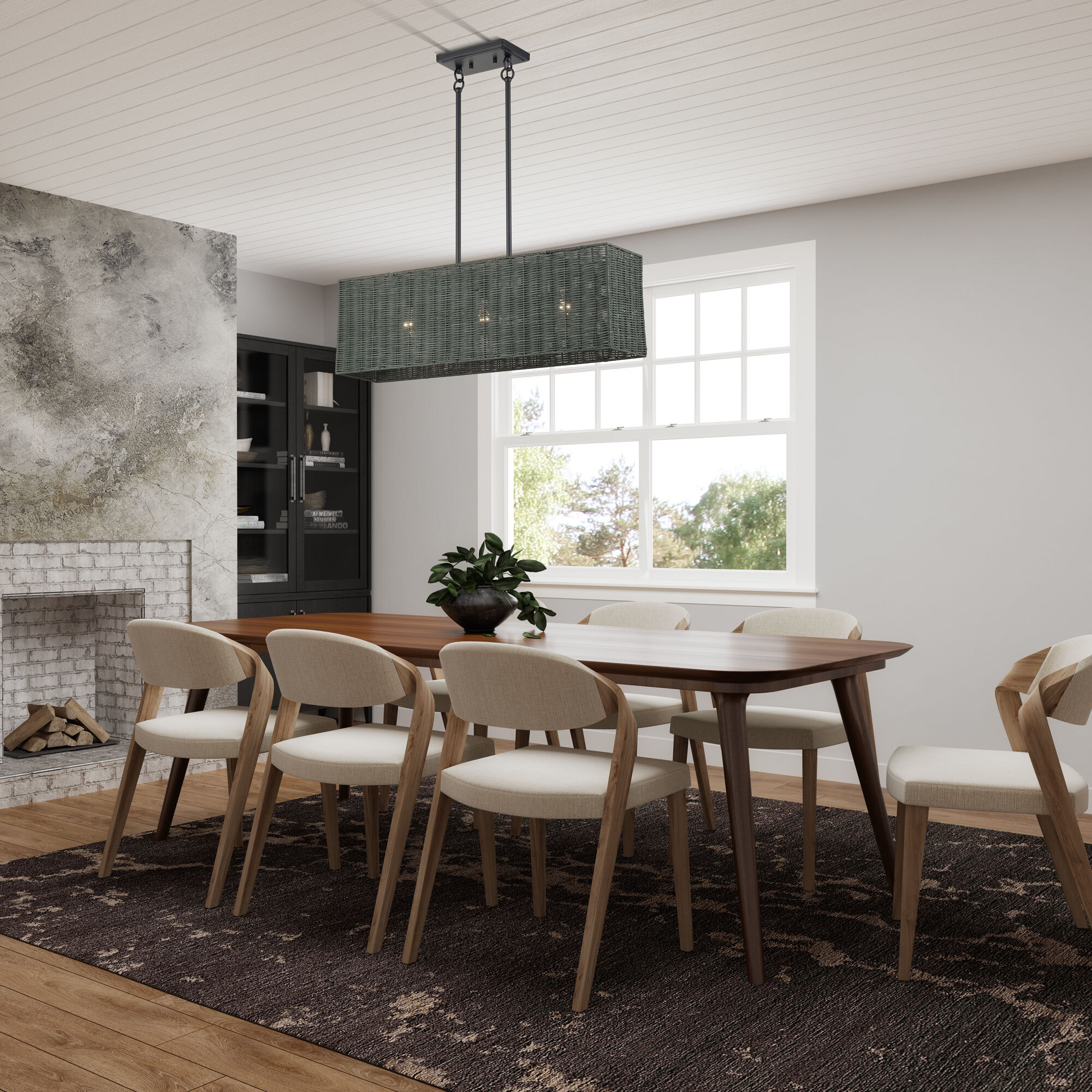 Weavington 3 Light 30 inch Black Linear Chandelier Ceiling Light, Medium