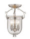 Jefferson 3 Light 10 inch Brushed Nickel Semi-Flush Mount Ceiling Light