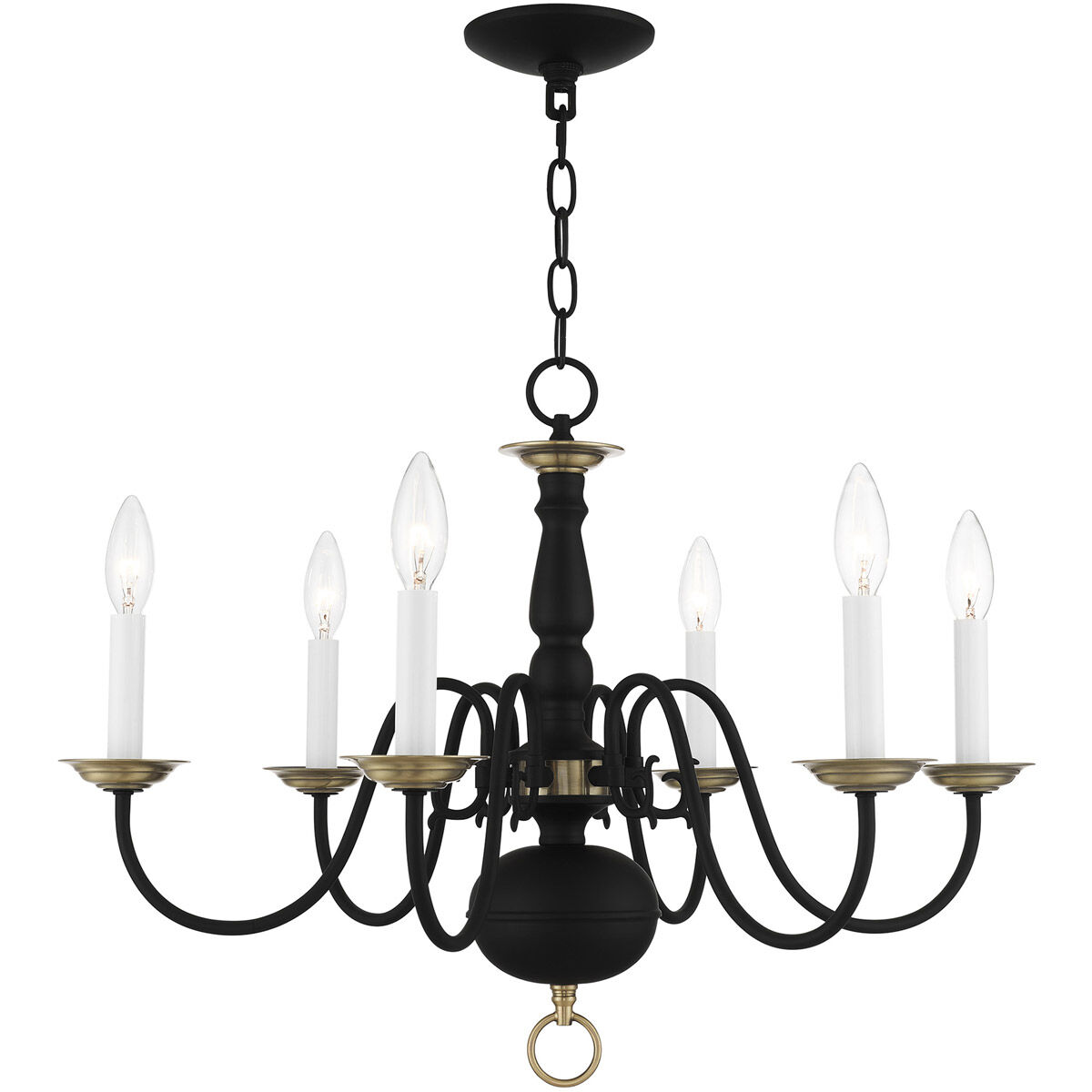 Livex 5006-01 Williamsburgh 6 Light 24 inch Antique Brass 