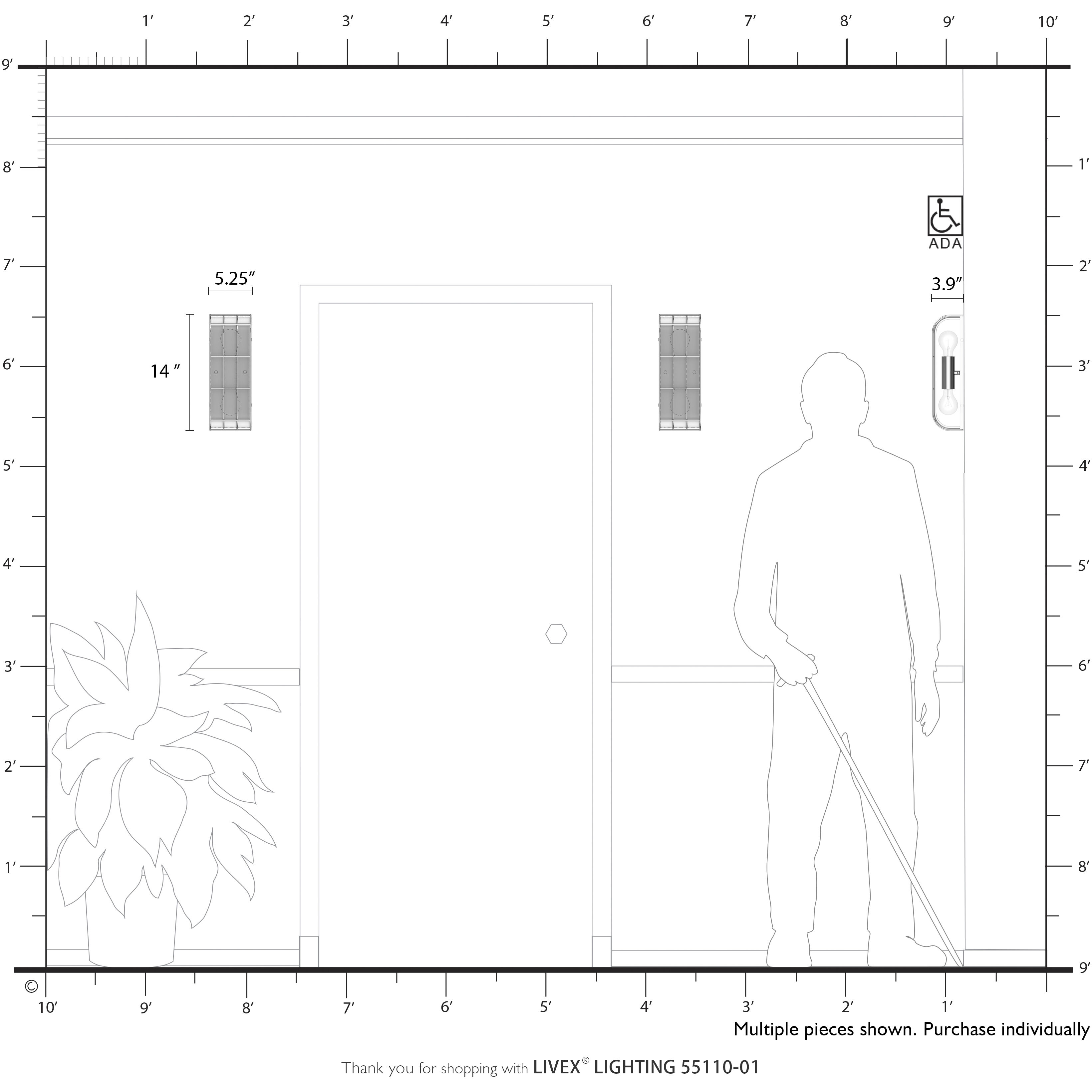 Blanchard 2 Light 14 inch Antique Brass ADA Wall Sconce Wall Light