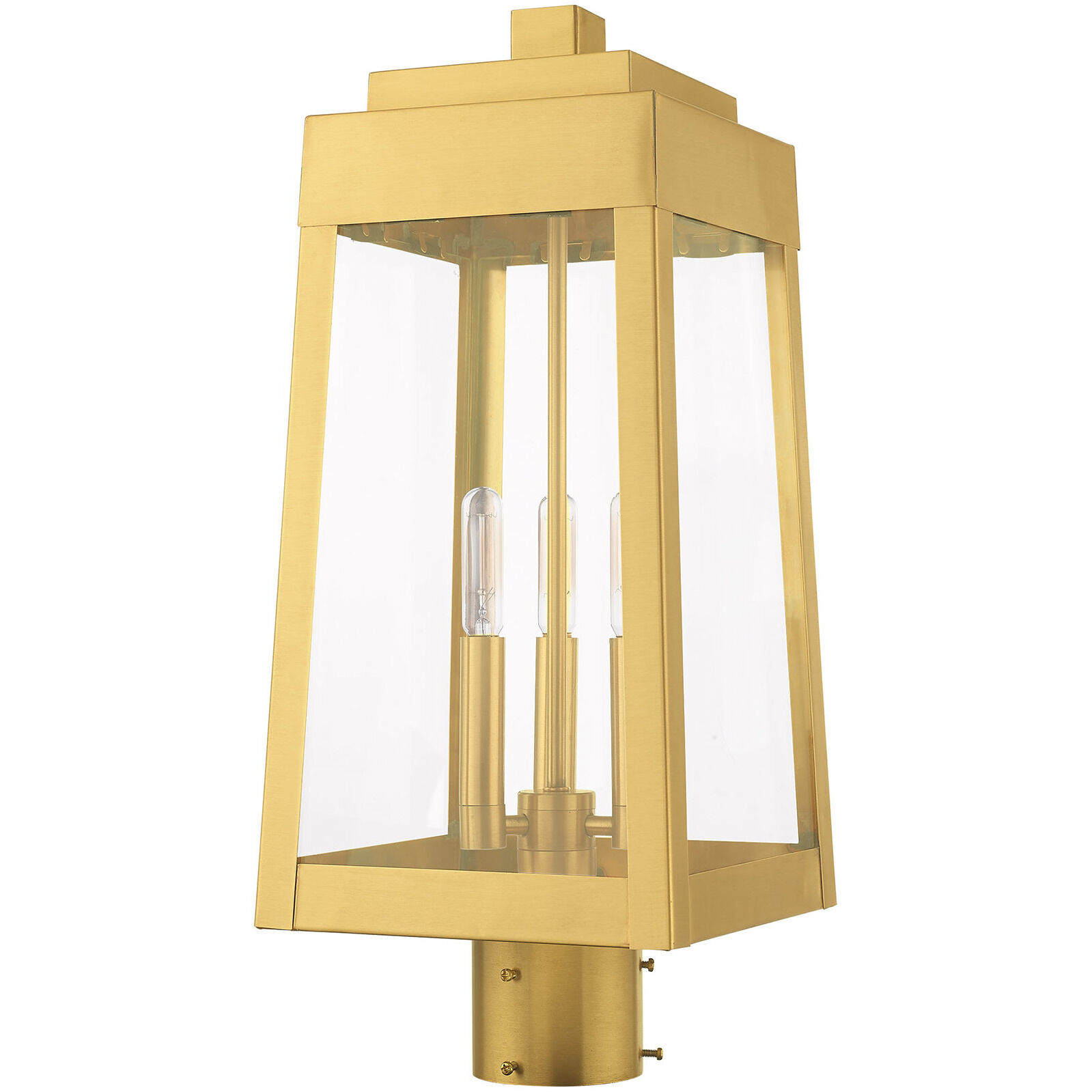 Oslo 3 Light 20 inch Satin Brass Outdoor Post Top Lantern