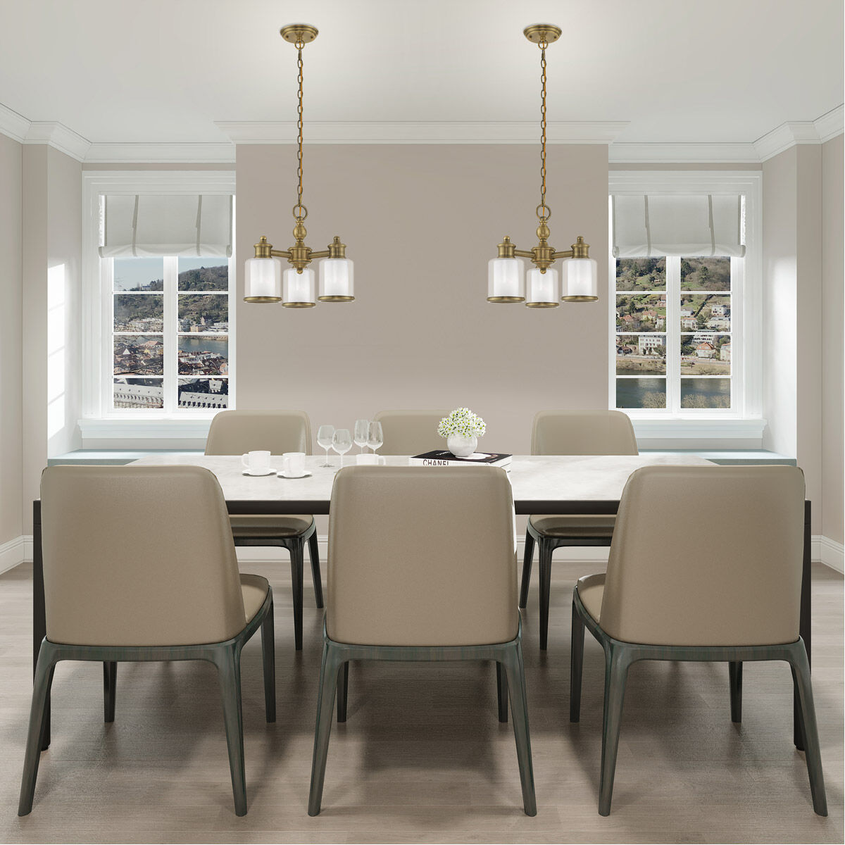 Middlebush 3 Light 16 inch Antique Brass Convertible Mini Chandelier/Ceiling Mount Ceiling Light