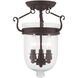 Jefferson 3 Light 10 inch Bronze Semi-Flush Mount Ceiling Light