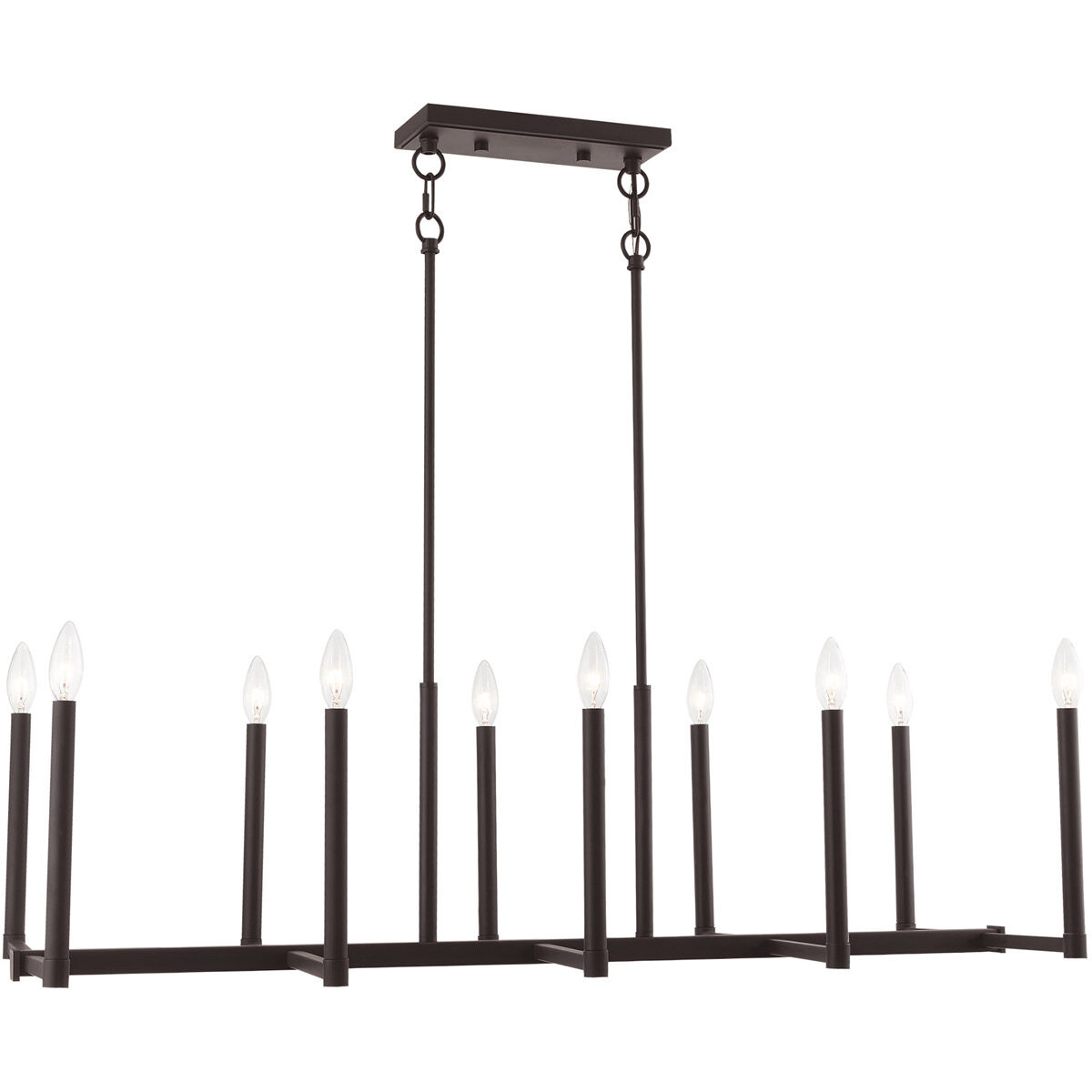 Alpine 10 Light 43 inch Bronze Linear Chandelier Ceiling Light