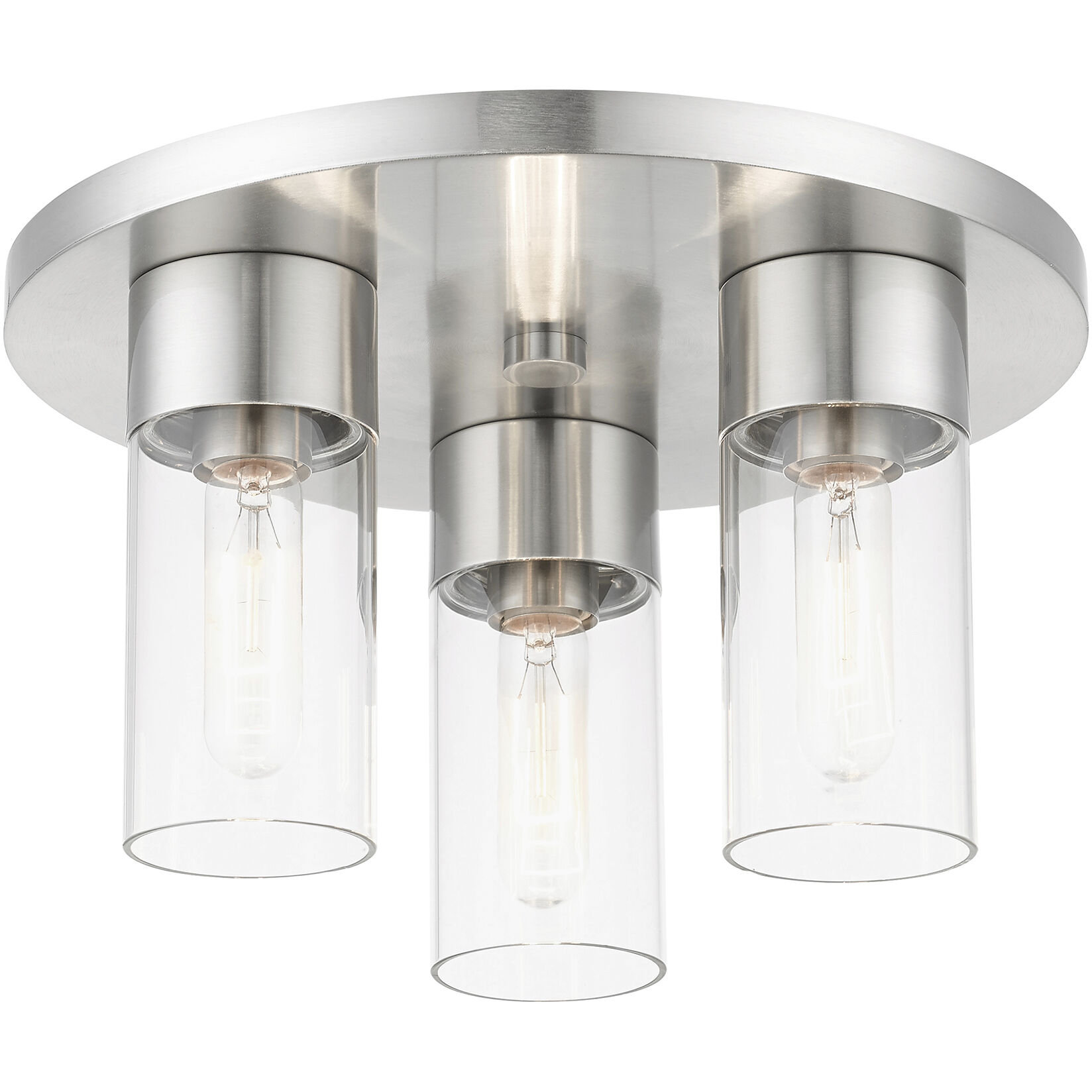 Carson 3 Light 14 inch Brushed Nickel Flush Mount Ceiling Light