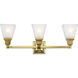 Mission 3 Light 25 inch Polished Brass Bath Vanity Wall Light