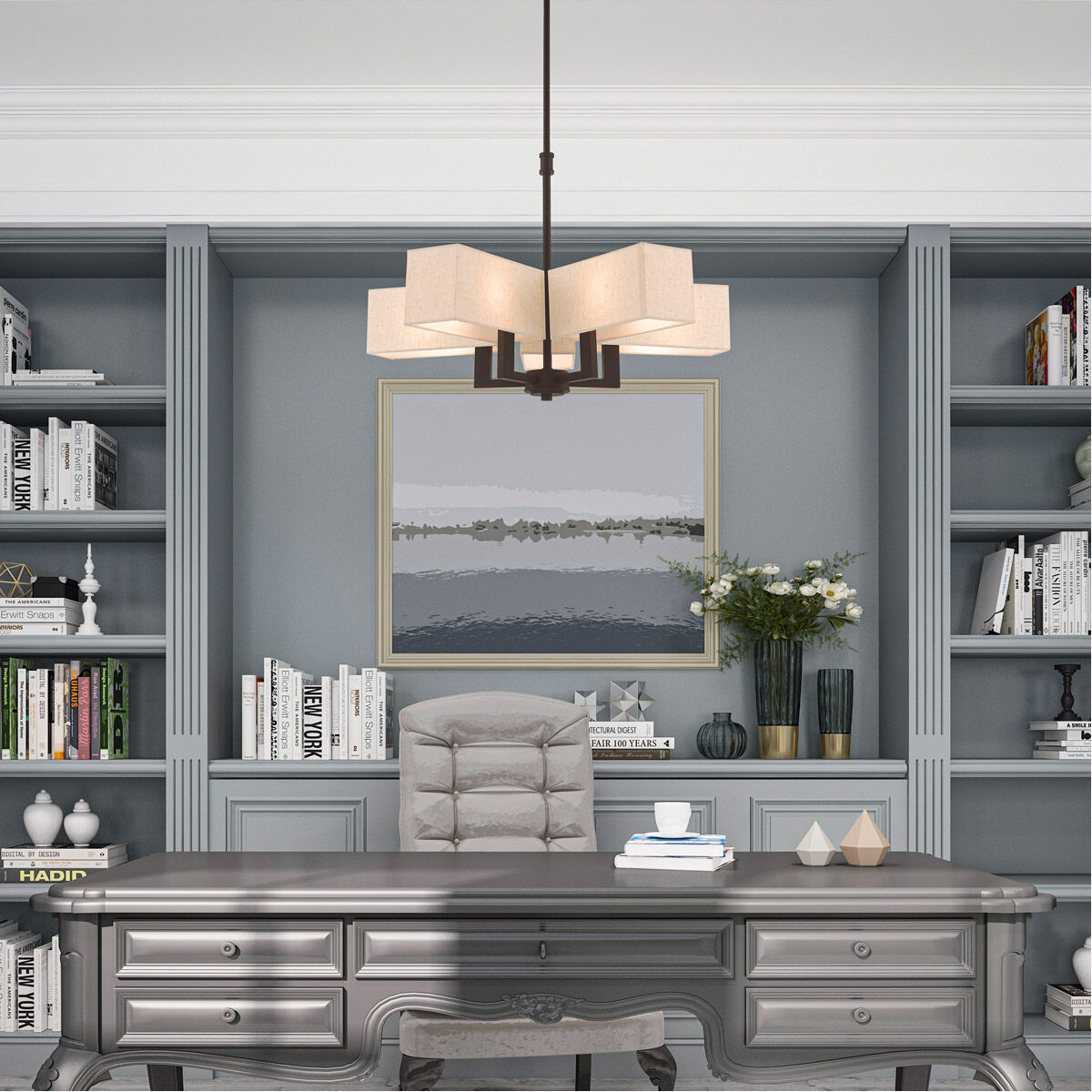 Rubix 5 Light 26 inch Bronze Chandelier Ceiling Light