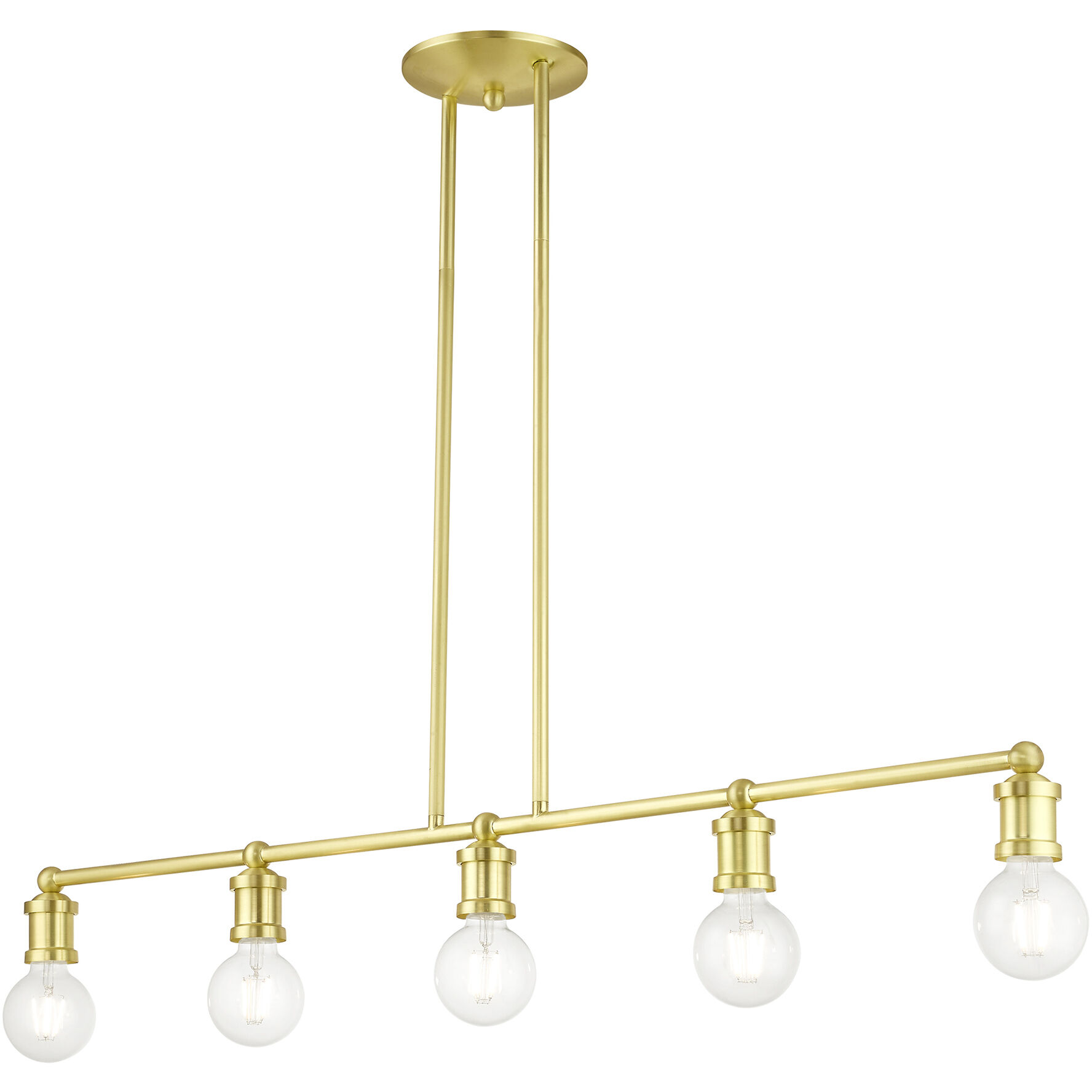 Lansdale 5 Light 40 inch Satin Brass Linear Chandelier Ceiling Light, Large