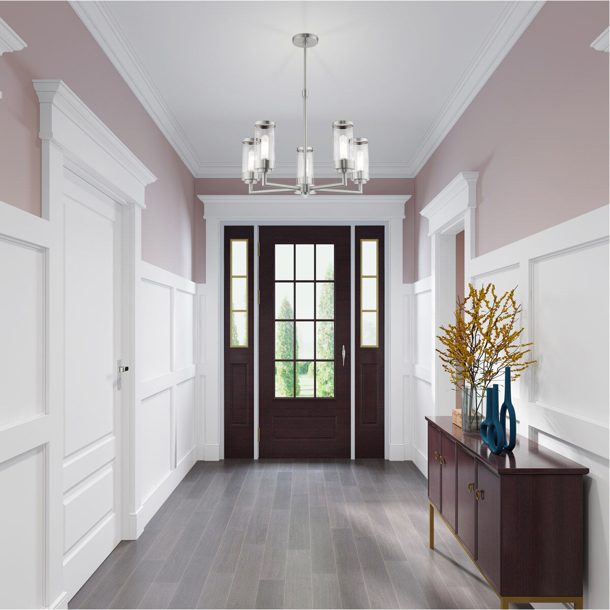 Hillcrest 5 Light 26 inch Brushed Nickel Chandelier Ceiling Light