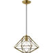 Geometric 1 Light 14 inch Antique Brass Mini Pendant Ceiling Light