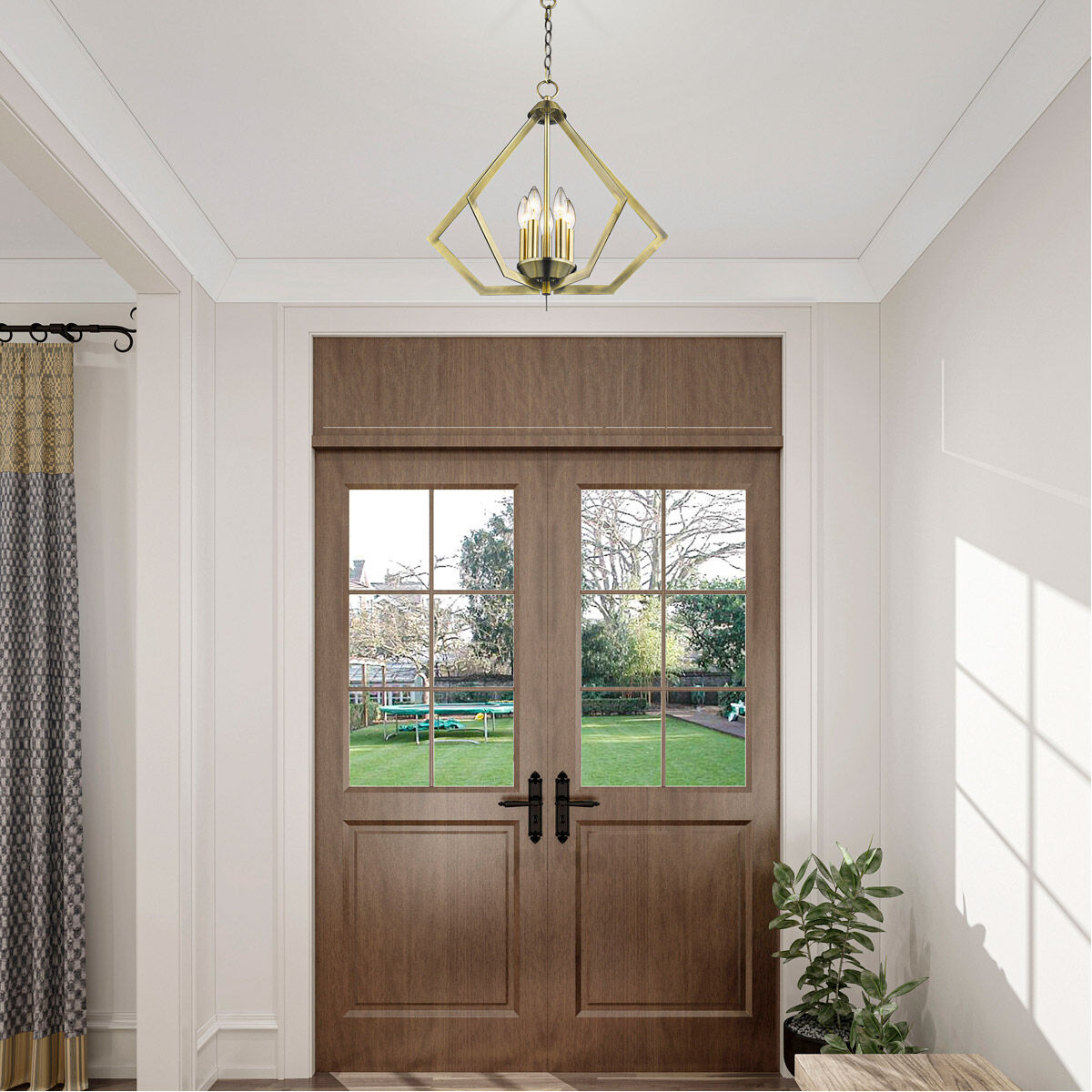 Prism 5 Light 20 inch Antique Brass Chandelier Ceiling Light