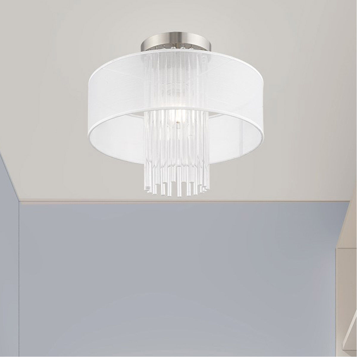 Alexis 1 Light 15 inch Brushed Nickel Semi-Flush Mount Ceiling Light