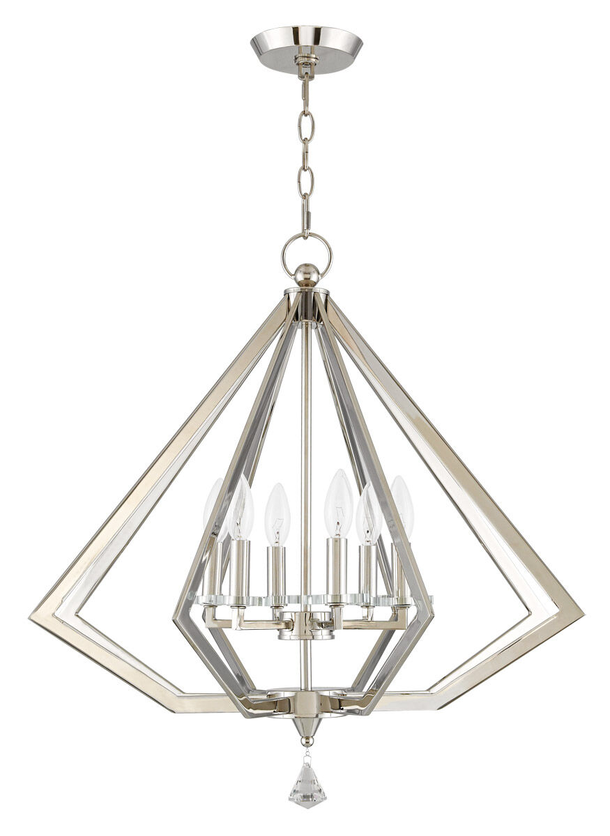 Diamond 6 Light 25 inch Polished Nickel Chandelier Ceiling Light