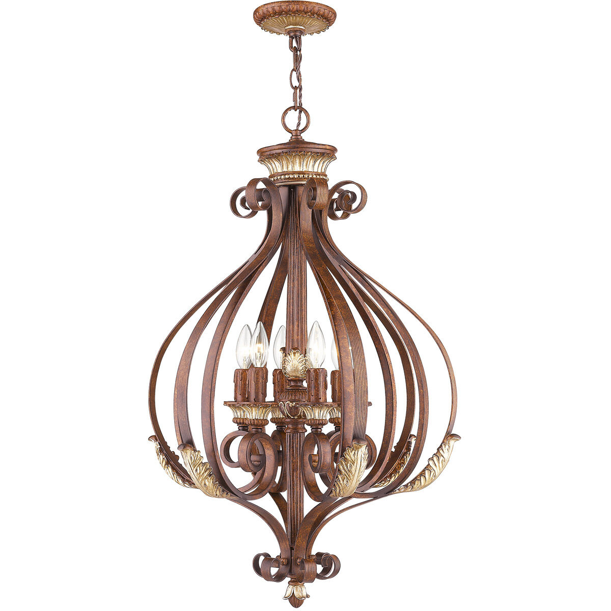 Villa Verona 6 Light 24 inch Verona Bronze with Aged Gold Leaf Accents Foyer Ceiling Light