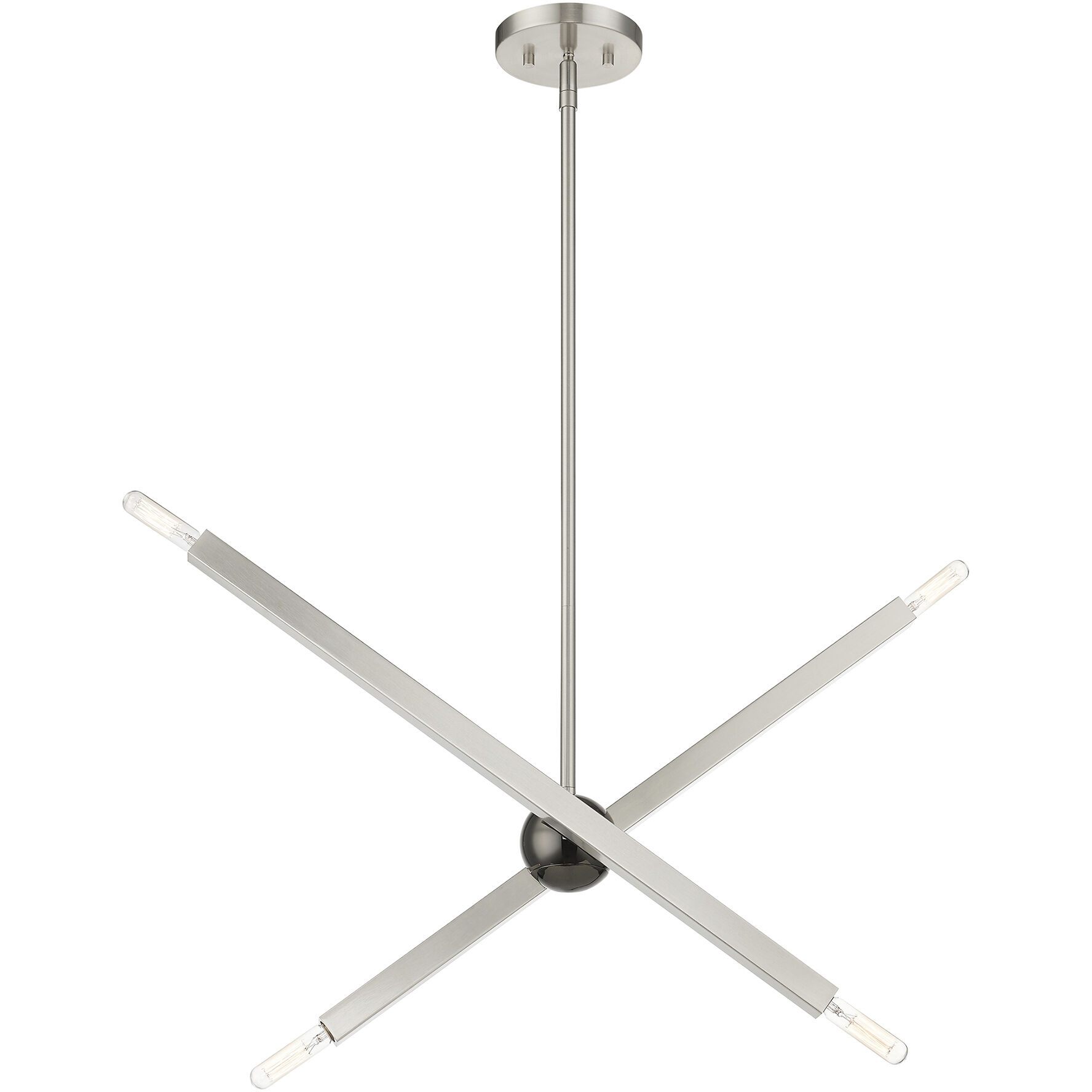Monaco 4 Light 28 inch Brushed Nickel with Black Chrome Finish Accent Linear Chandelier Ceiling Light