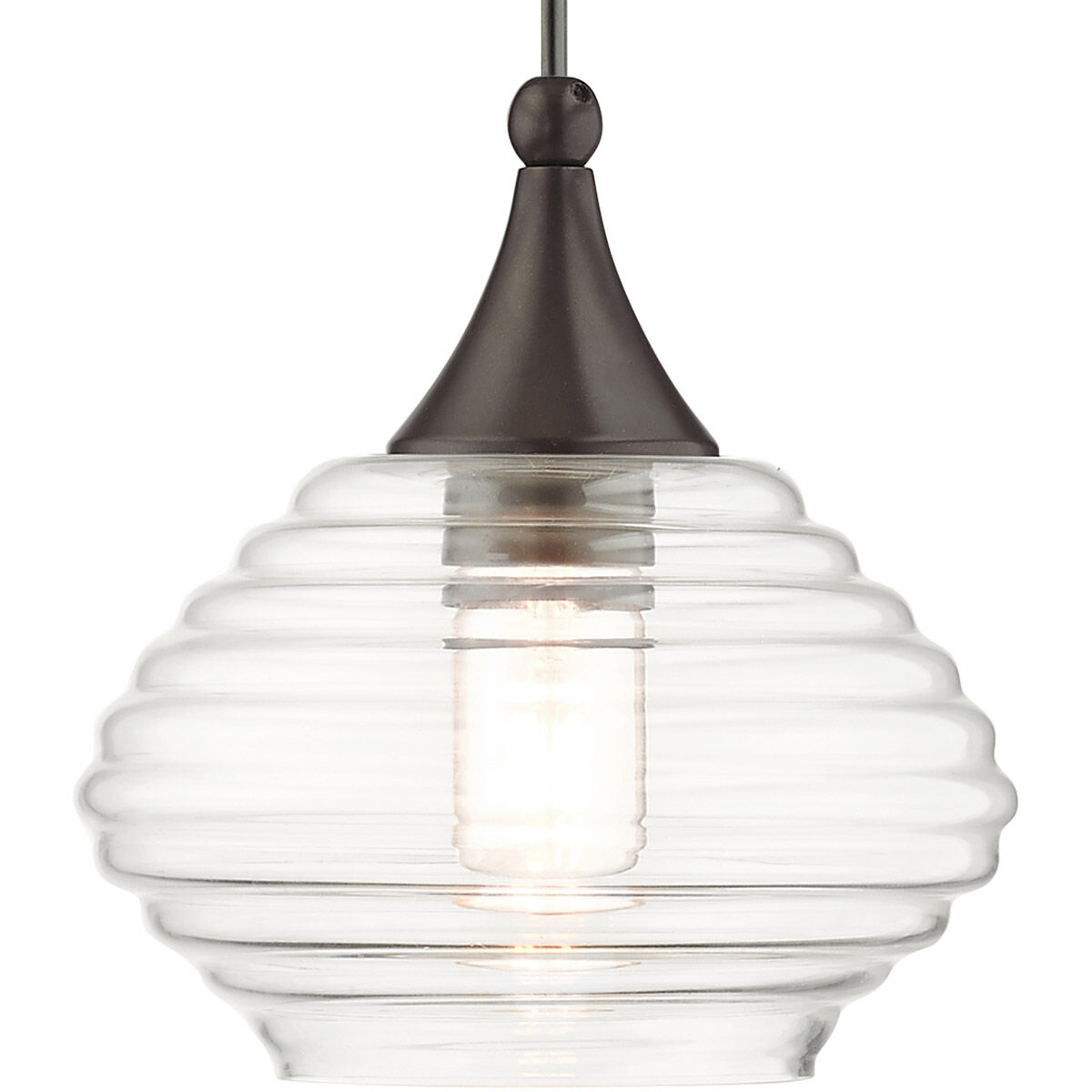 Art Glass 1 Light 8 inch English Bronze Mini Pendant Ceiling Light in Shiny Dark Gray