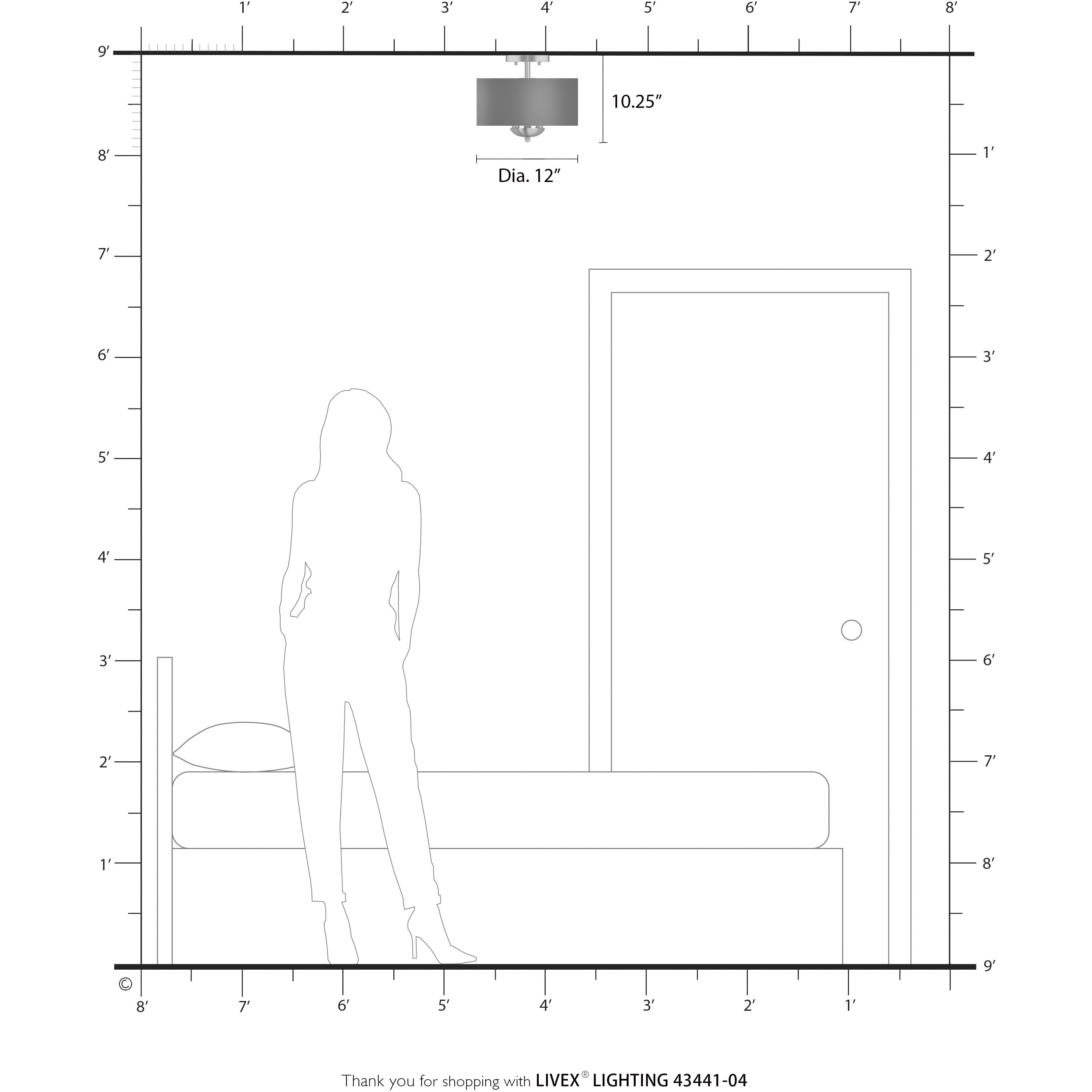Birchwood 3 Light 12 inch Black Semi-Flush Mount Ceiling Light