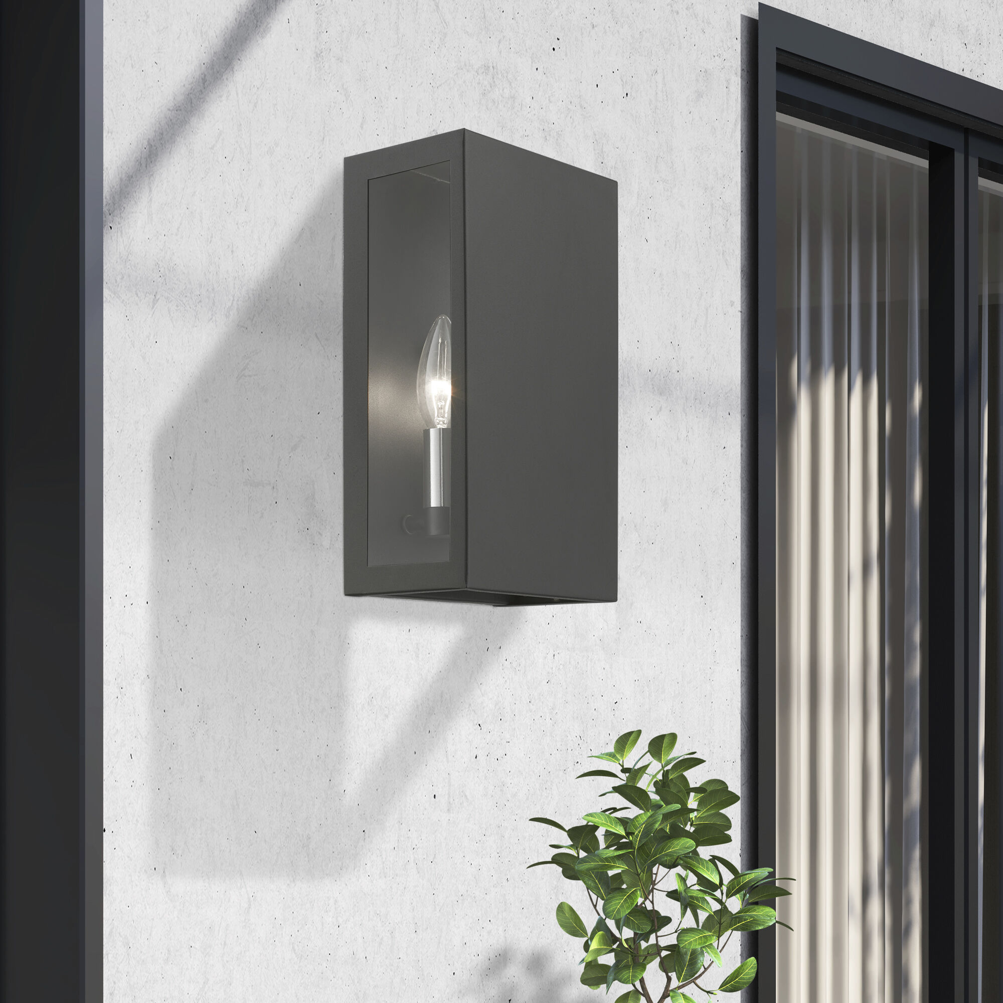 Winfield 2 Light 11 inch Textured Black with Brushed Nickel Candles Outdoor Sconce, Medium