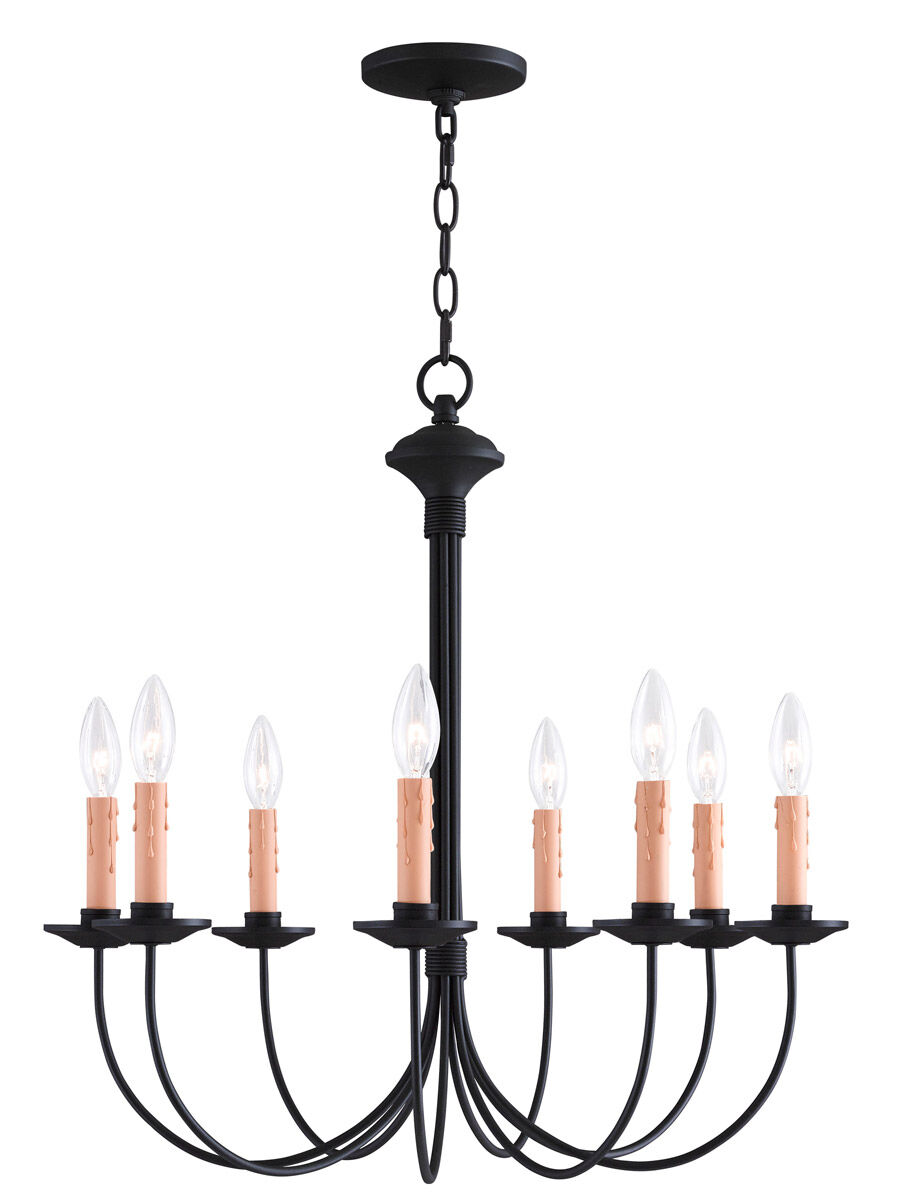 Heritage 8 Light 24 inch Black Chandelier Ceiling Light