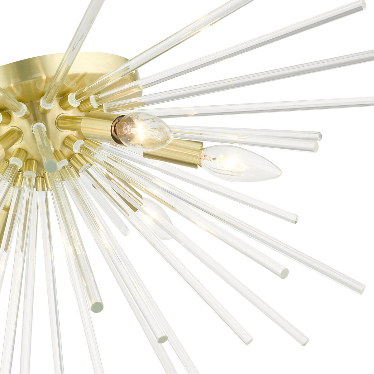 Utopia 6 Light 26 inch Satin Brass Flush Mount Ceiling Light