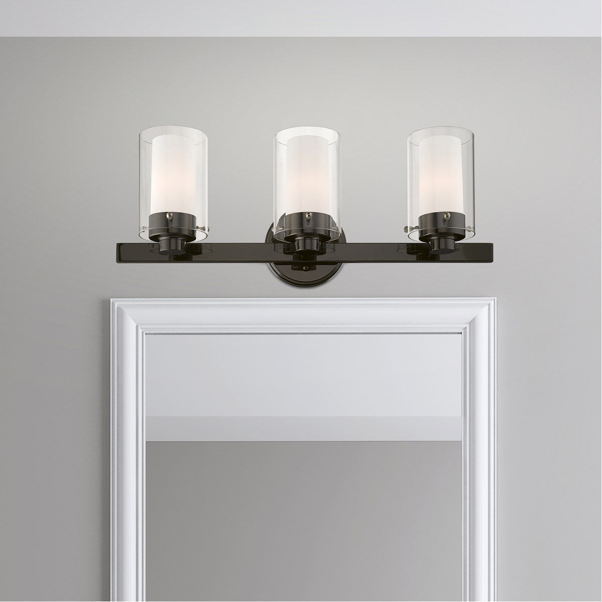 Manhattan 3 Light 23 inch Polished Black Chrome Vanity Sconce Wall Light