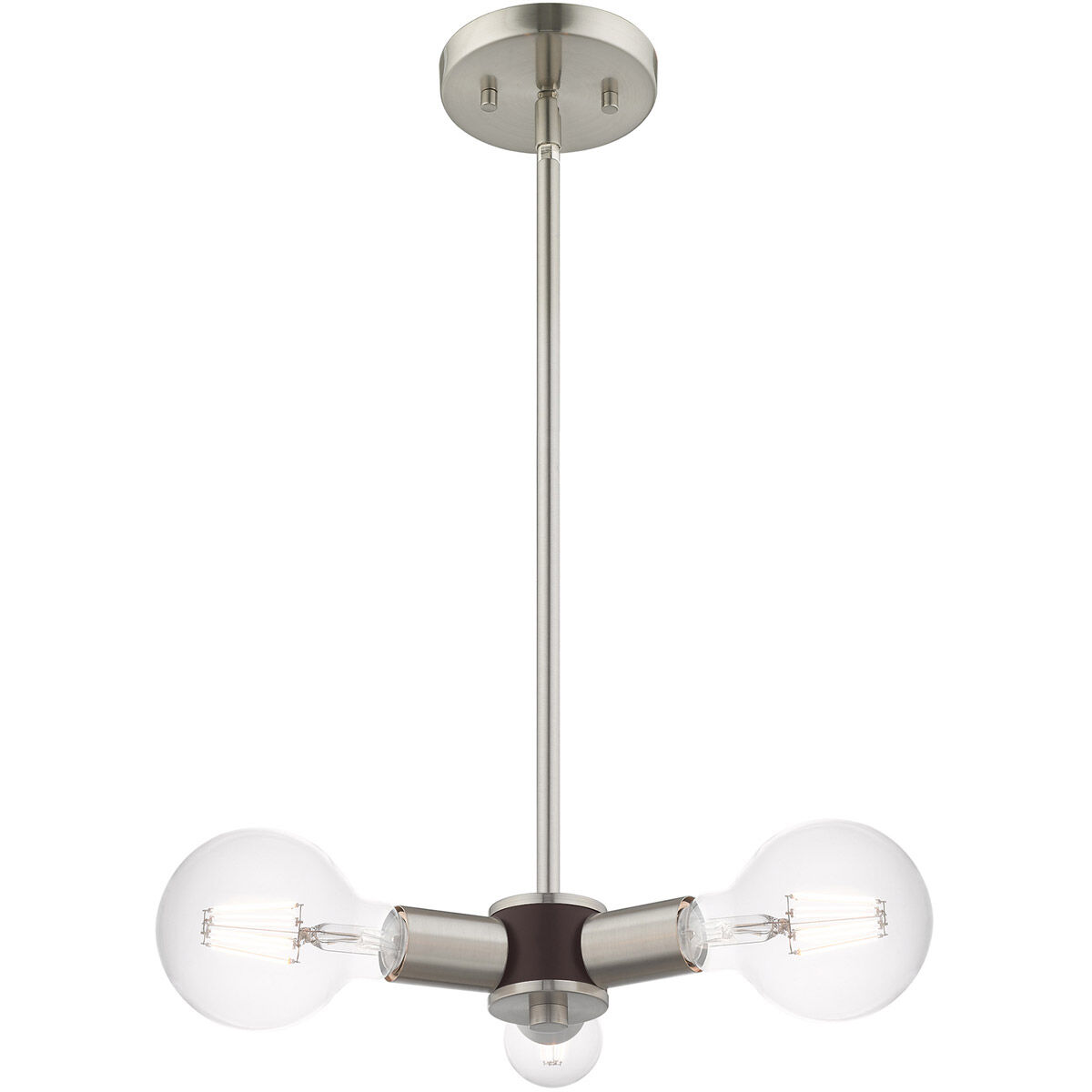 Copenhagen 3 Light 13 inch Brushed Nickel Mini Chandelier Ceiling Light