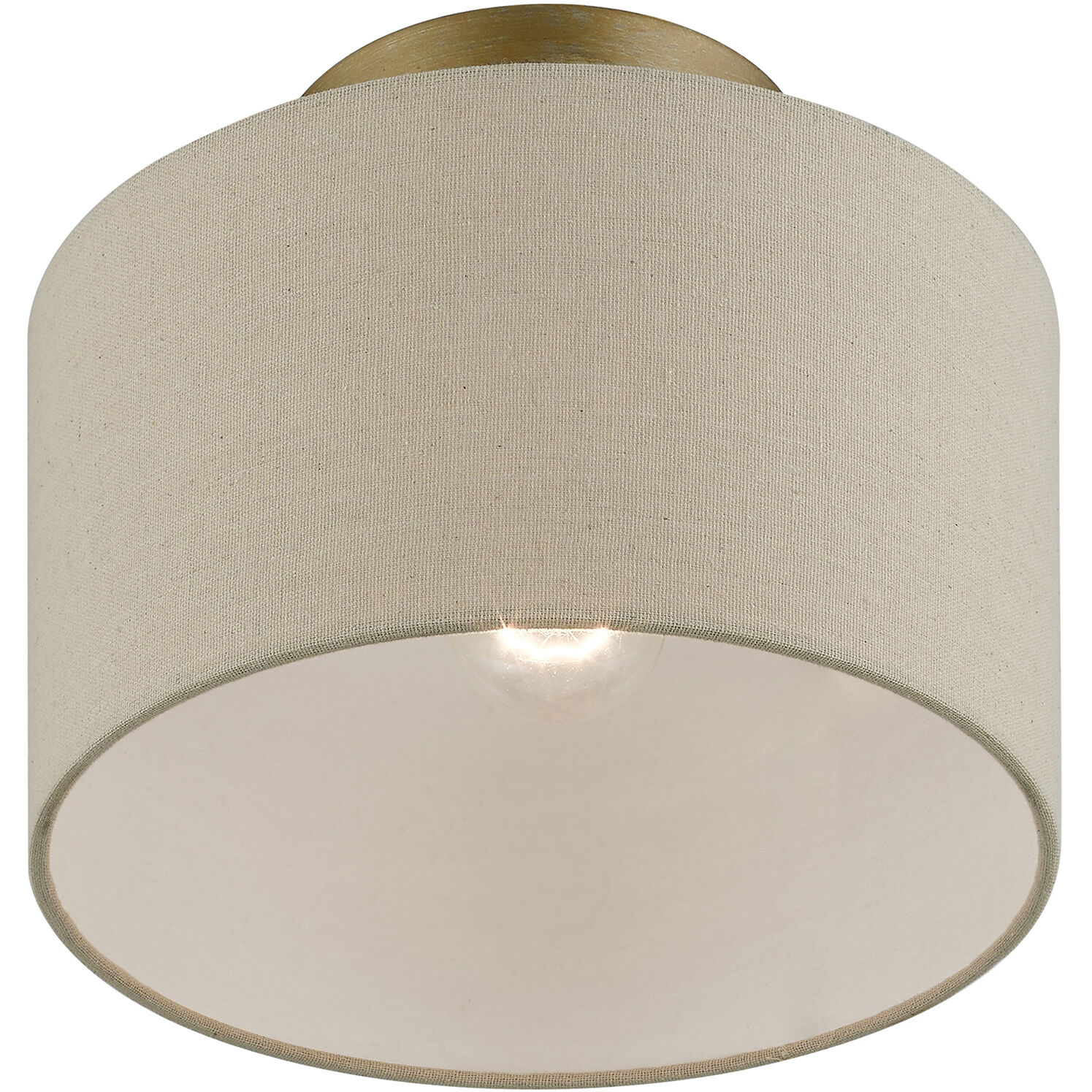 Burnett 1 Light 10 inch Antique Gold Leaf with White Accents Small Semi-Flush Ceiling Light, Small