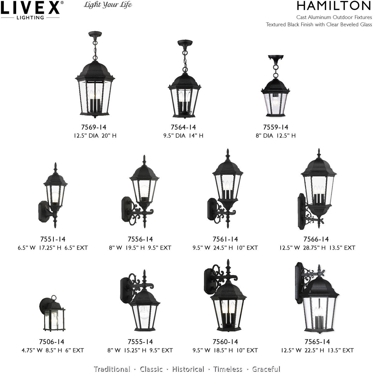 Hamilton 4 Light 95 inch Textured Black Outdoor Post Light