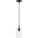 Avery 1 Light 5 inch Black with Brushed Nickel Accent Mini Pendant Ceiling Light