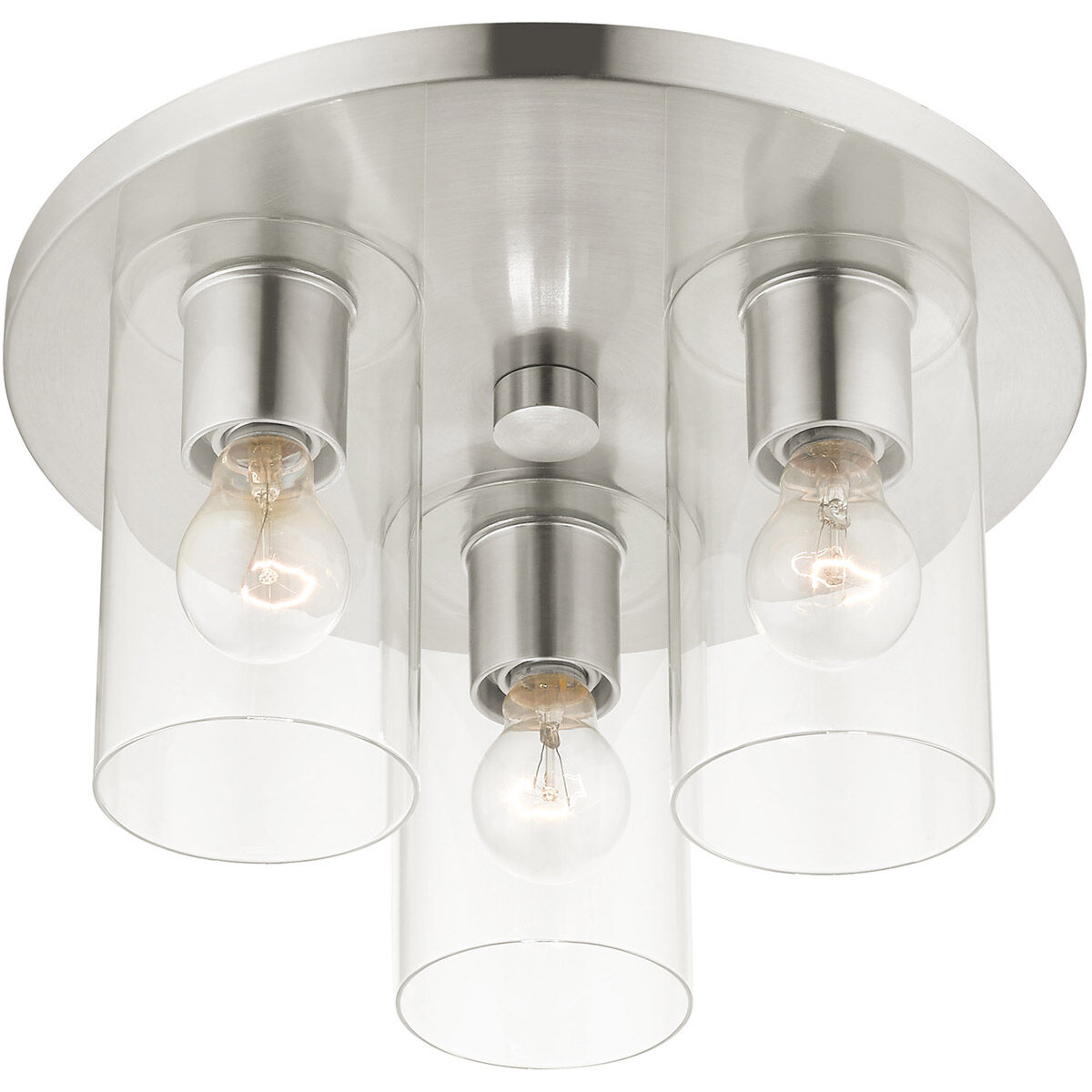 Zurich 3 Light 14 inch Brushed Nickel Flush Mount Ceiling Light