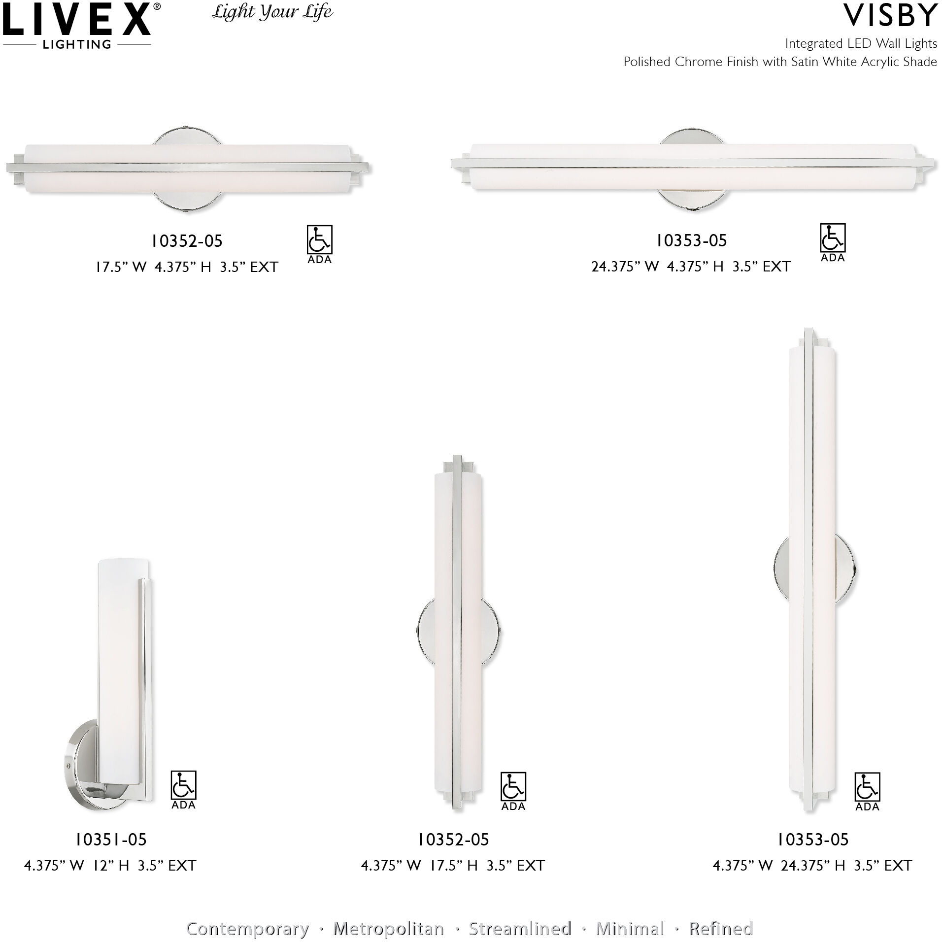 Visby LED 4 inch Polished Chrome ADA ADA Wall Sconce Wall Light