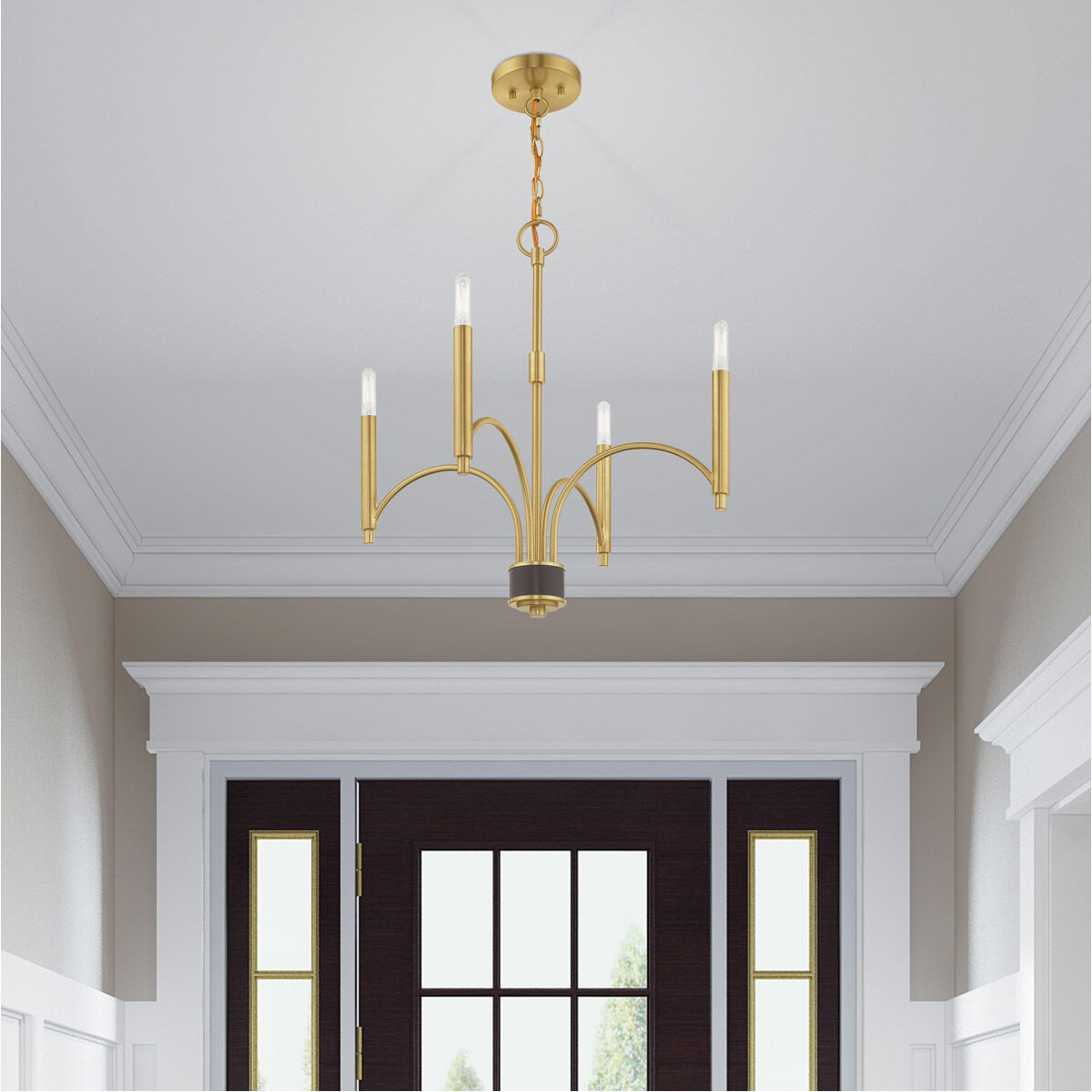 Wisteria 4 Light 19.75 inch Satin Brass Mini Chandelier Ceiling Light
