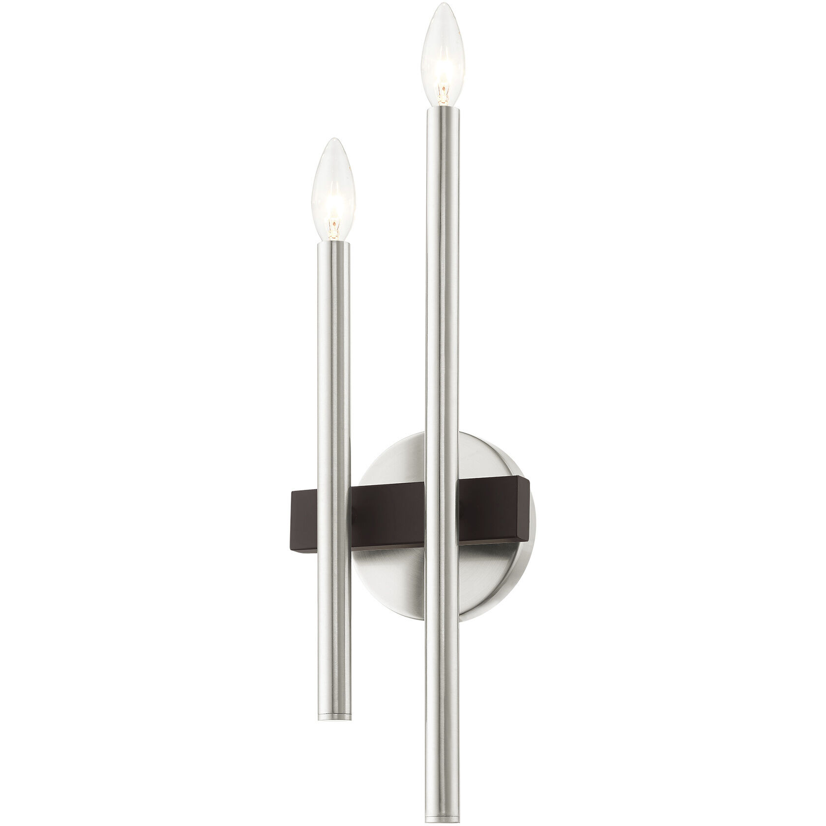 Denmark 2 Light 7 inch Brushed Nickel with Bronze Accents ADA Sconce Wall Light