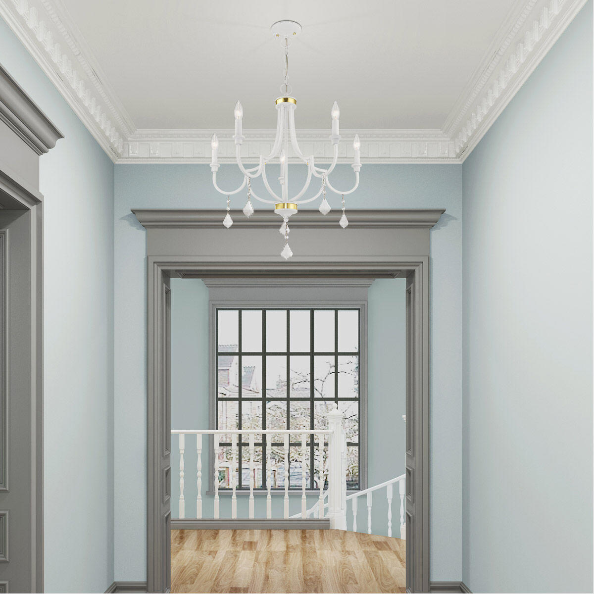 Glendale 5 Light 24.5 inch White Chandelier Ceiling Light