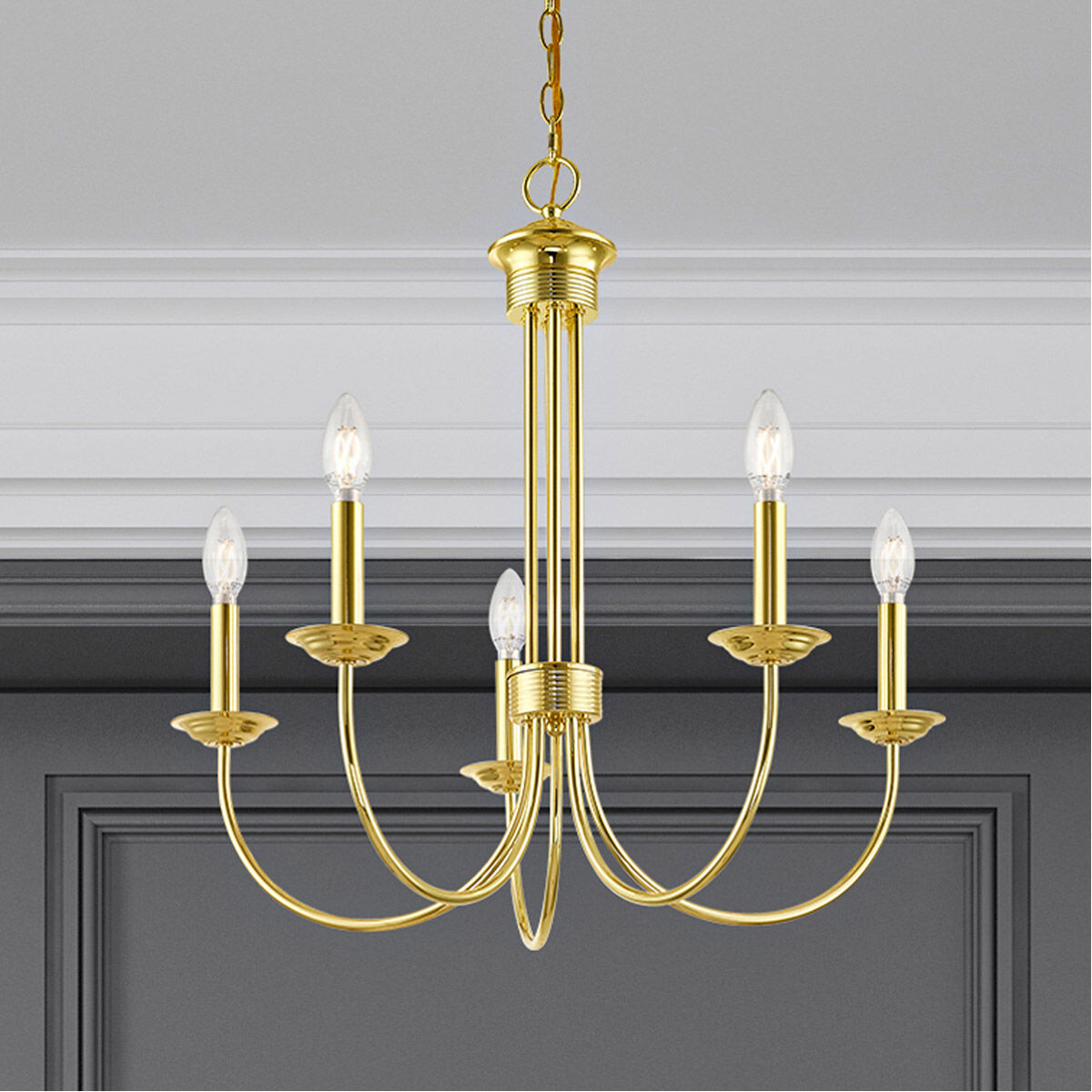 Estate 5 Light 25 inch Polished Brass Chandelier Ceiling Light