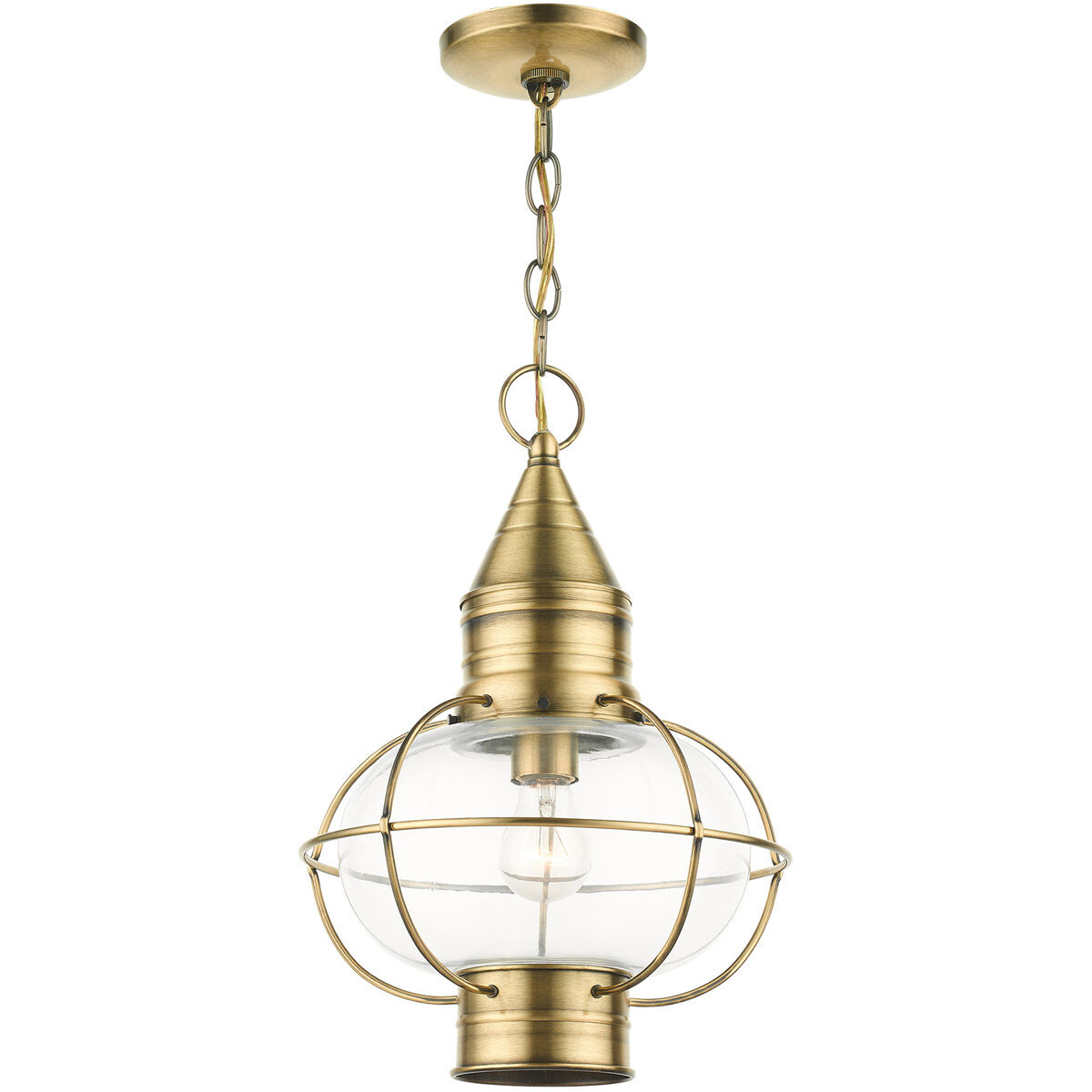 Newburyport 1 Light 11 inch Antique Brass Outdoor Pendant Lantern