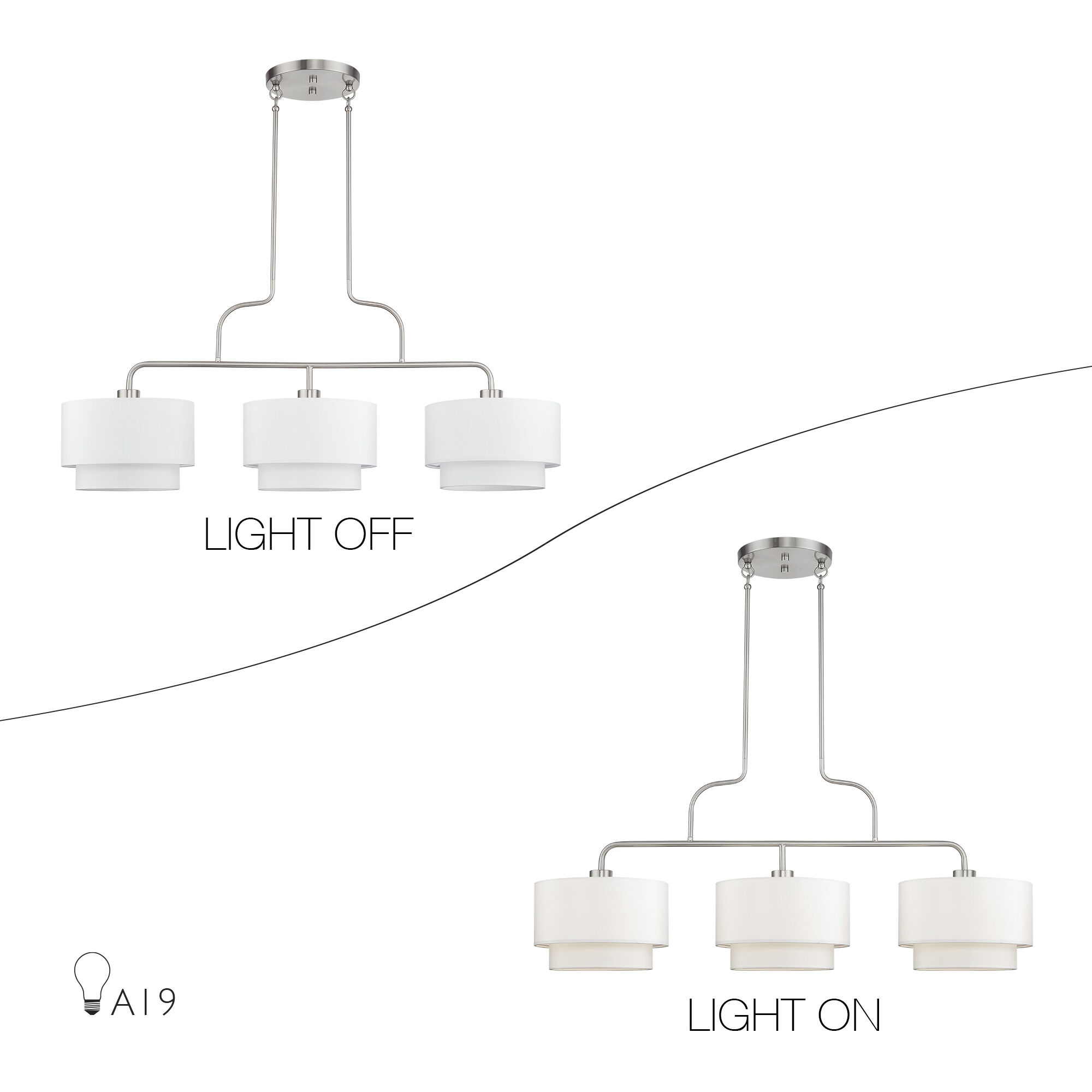 Manorwood 3 Light 49 inch Brushed Nickel Linear Chandelier Ceiling Light