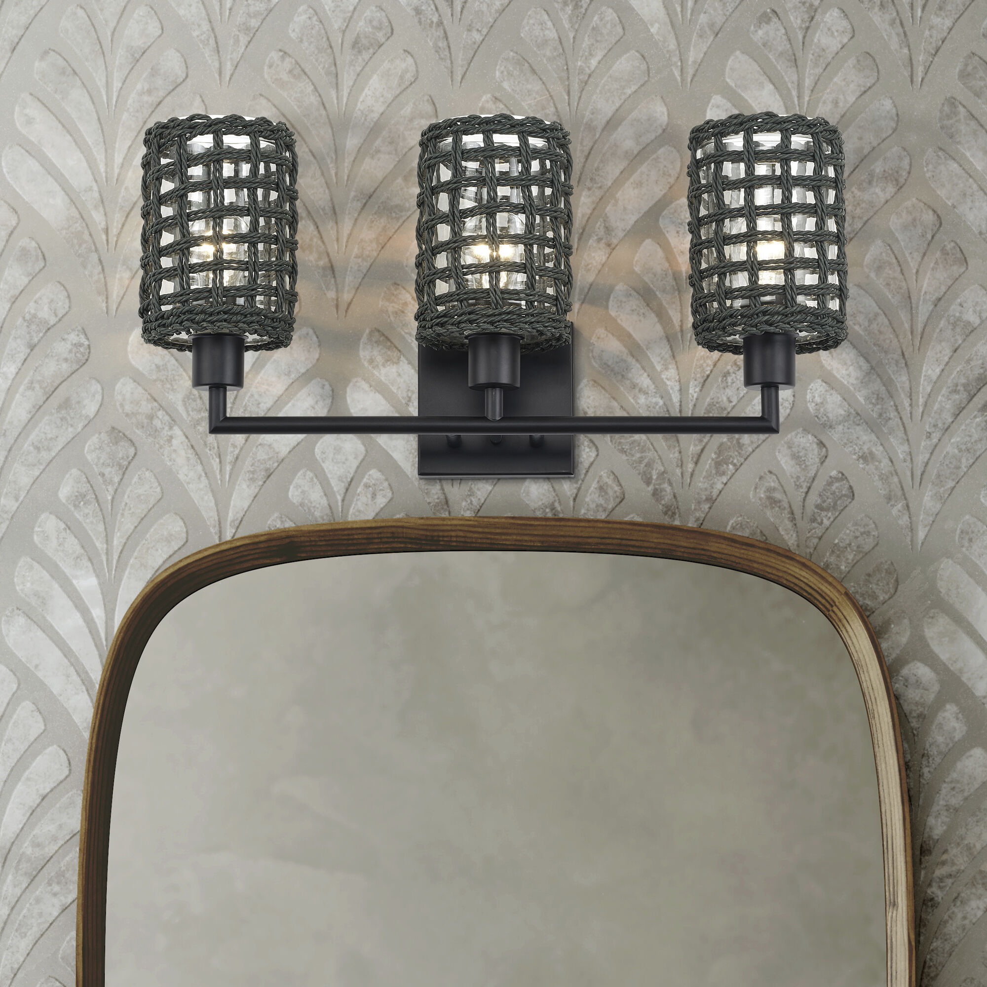 Twinewell 3 Light 23 inch Black Vanity Wall Sconce Wall Light