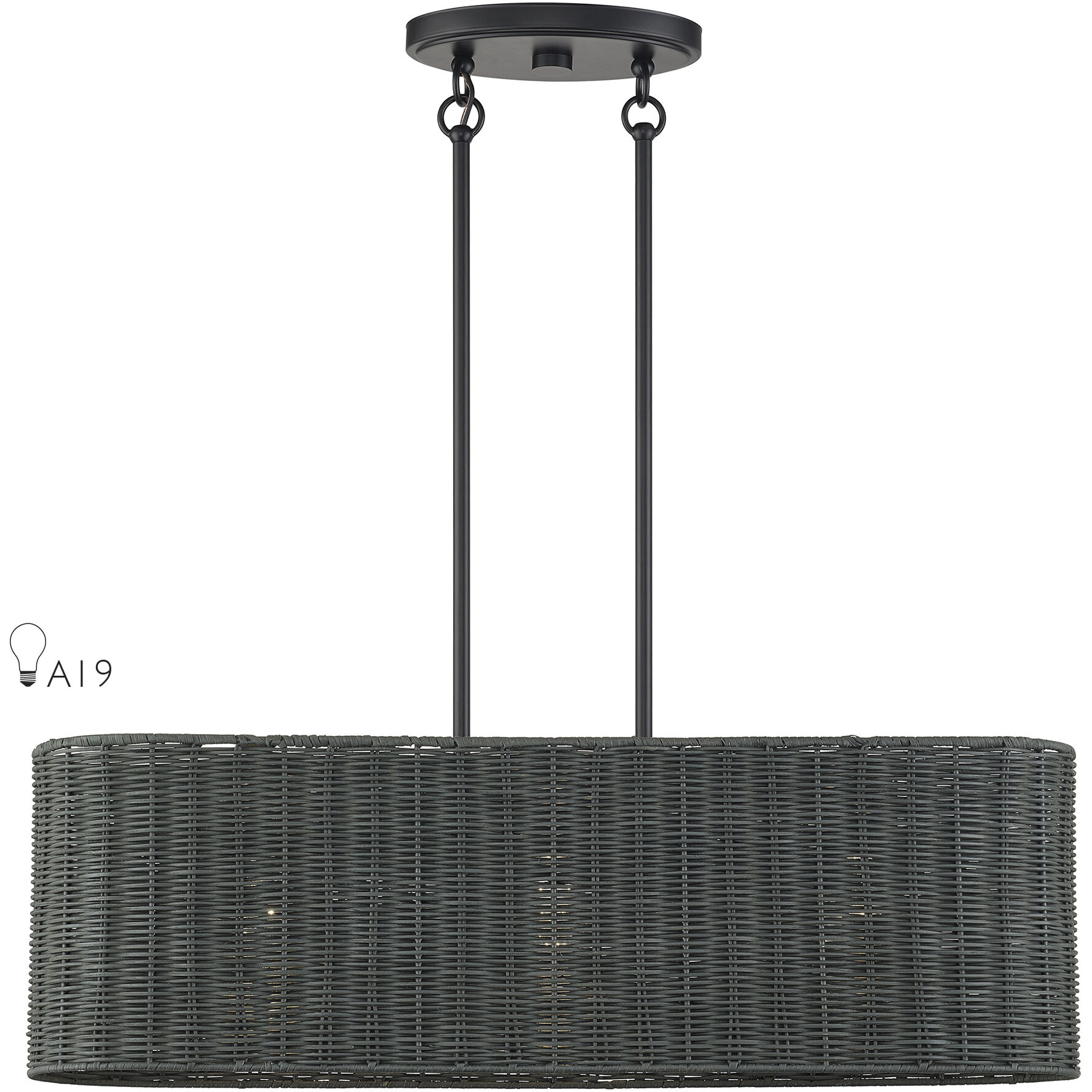 Weavington 3 Light 30 inch Black Linear Chandelier Ceiling Light, Medium