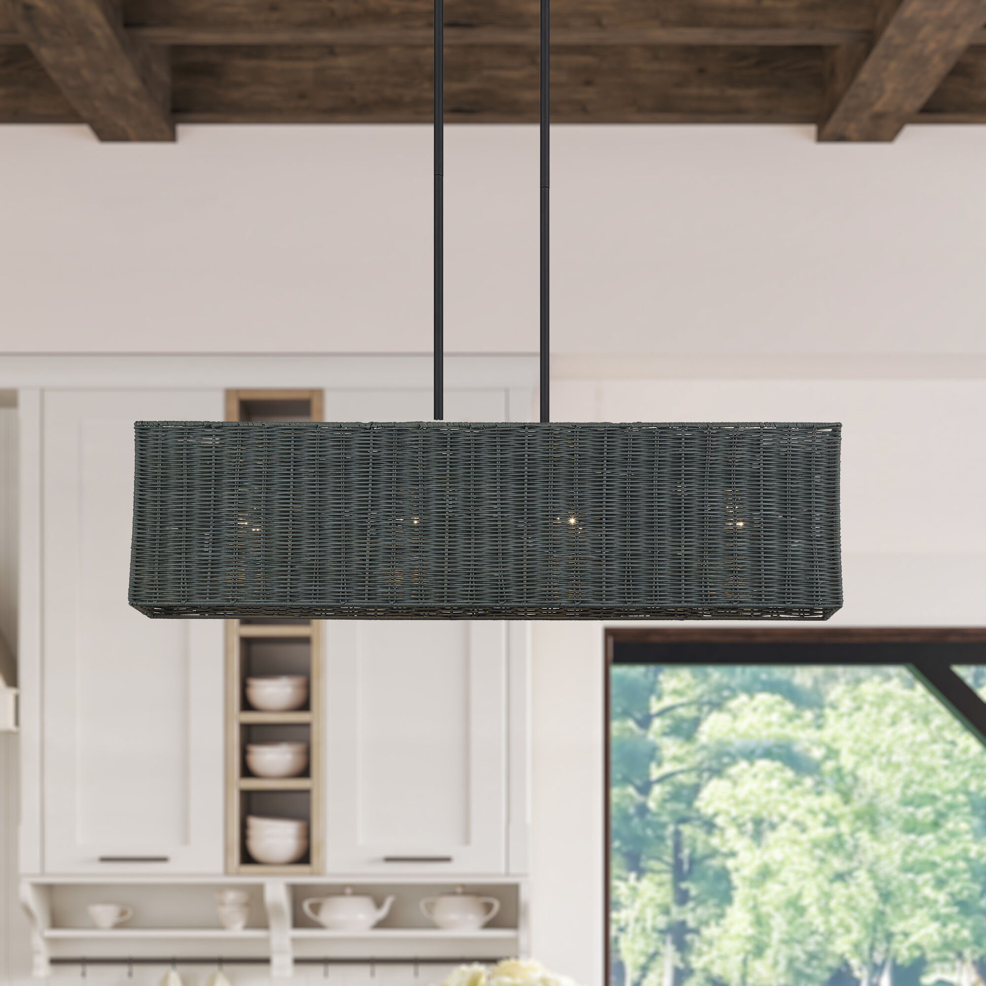 Weavington 4 Light 36 inch Black Linear Chandelier Ceiling Light, Large