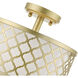 Arabesque 2 Light 12 inch Soft Gold Small Semi-Flush Ceiling Light, Small