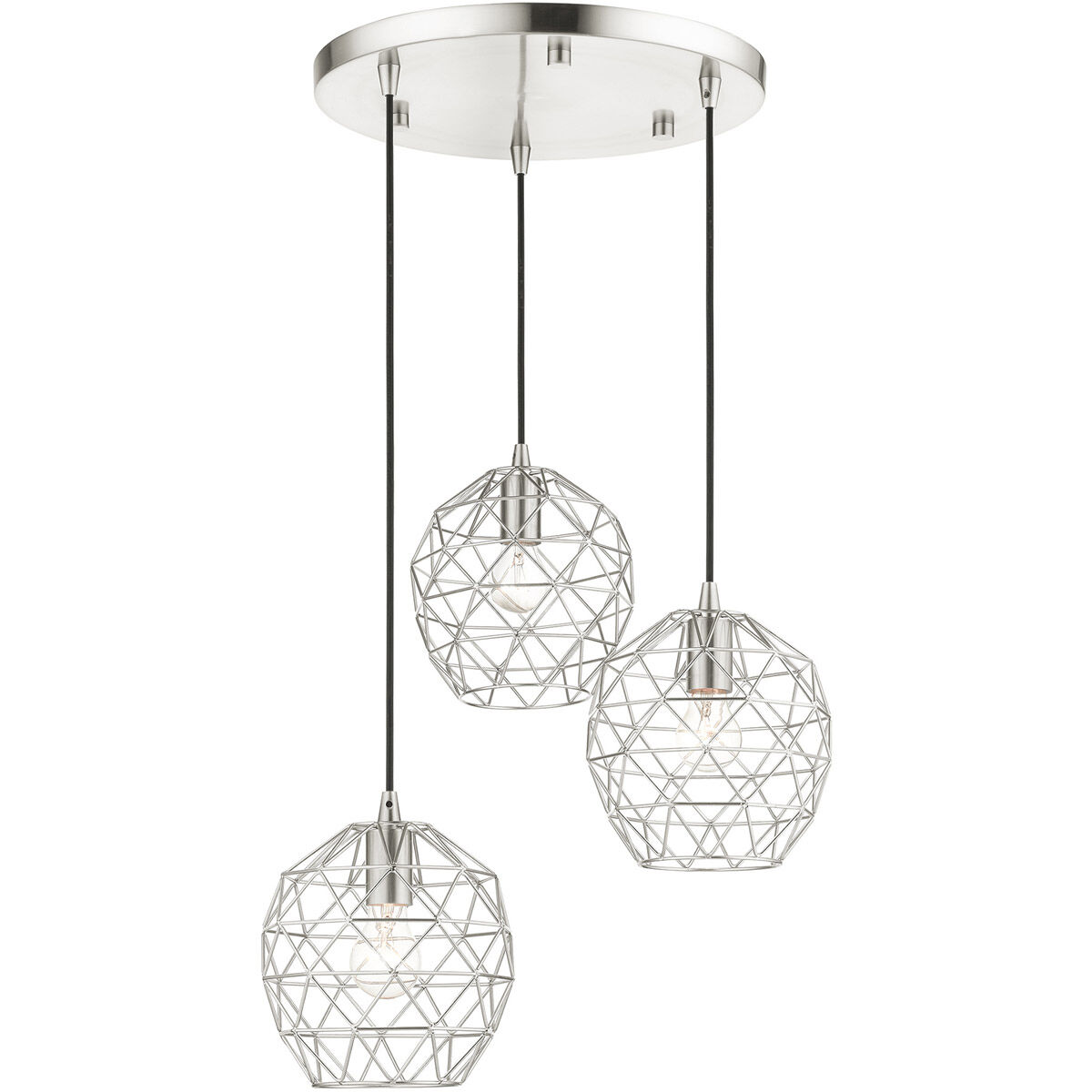 Geometrix 3 Light 20 inch Brushed Nickel Pendant Ceiling Light